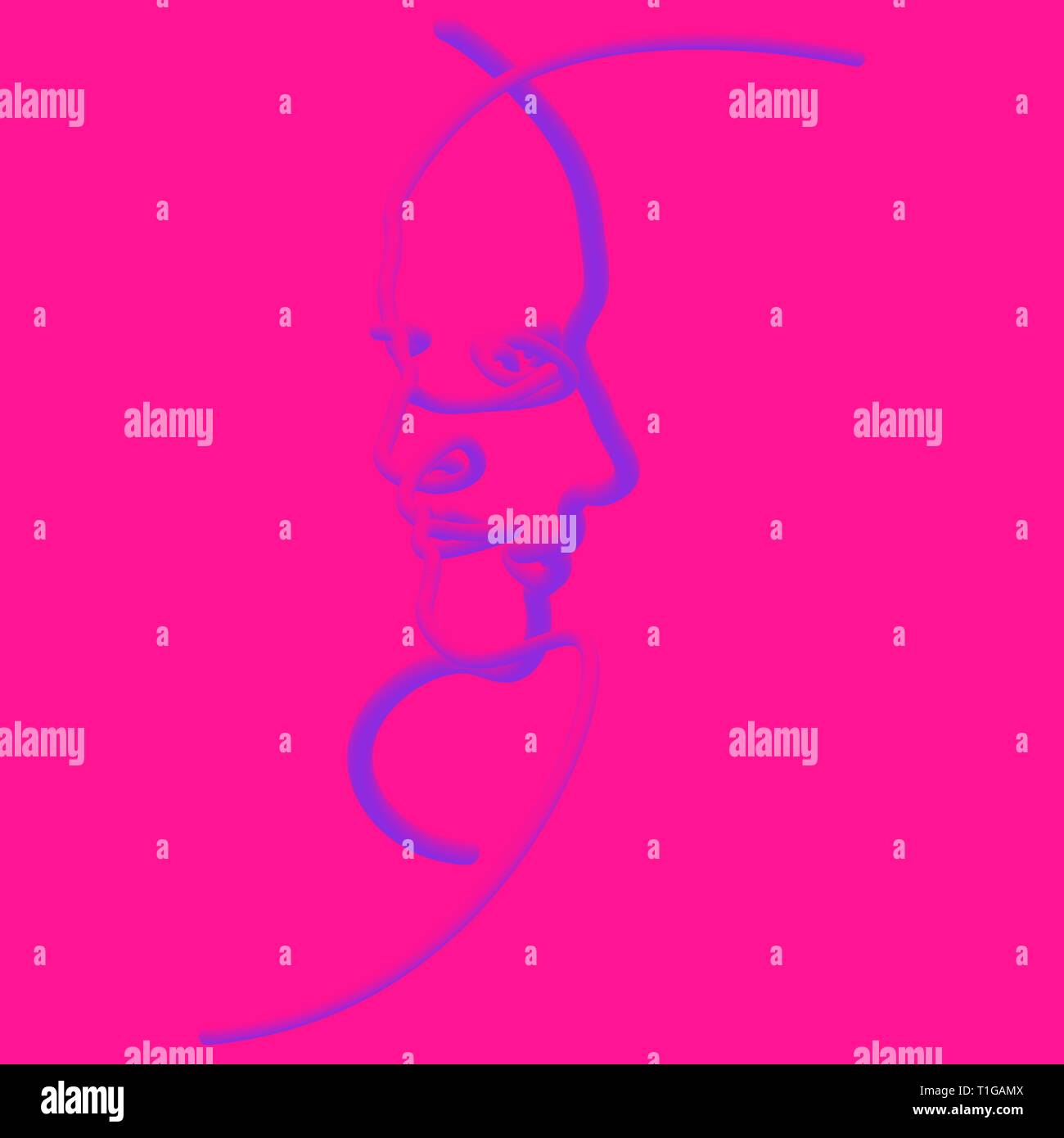 Due persone sagome disegnate con una linea. Semplice illustrazione vettoriale. Separare su un colore di sfondo. Illustrazione Vettoriale