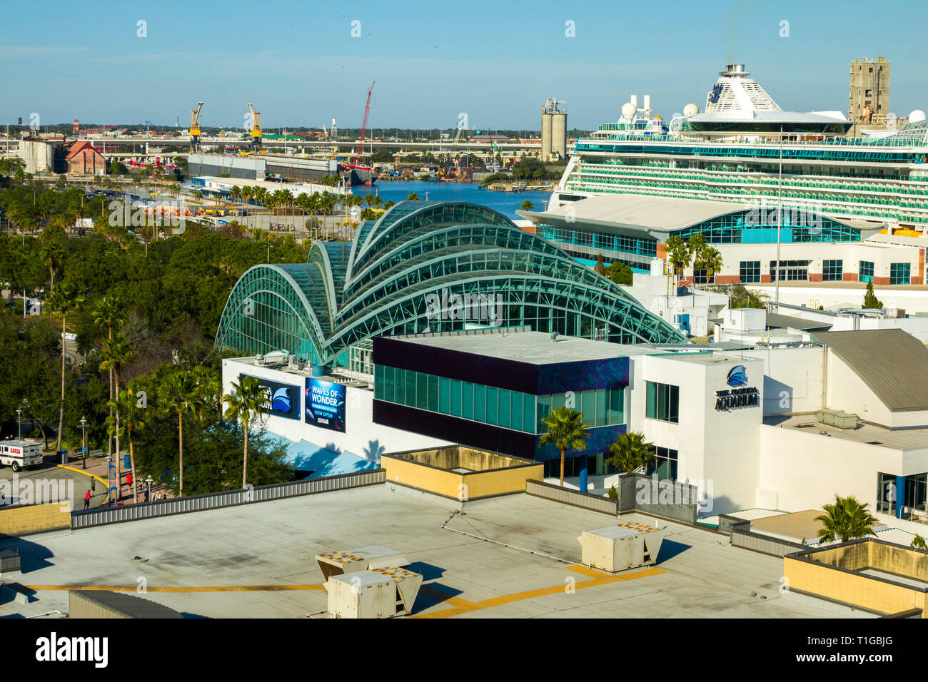 Il Florida Aquarium presso la crociera docks downtown Tampa Florida Foto Stock