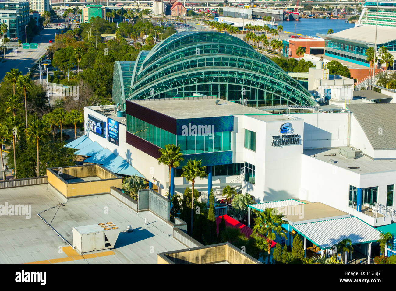 Il Florida Aquarium presso la crociera docks downtown Tampa Florida Foto Stock