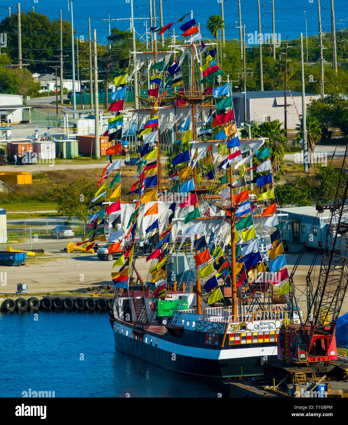 Mondo solo completamente truccate nave pirata, Jose Gasparilla ancorata in Tampa Florida fl ed è il momento clou di Gasparilla Pirate Festival Foto Stock