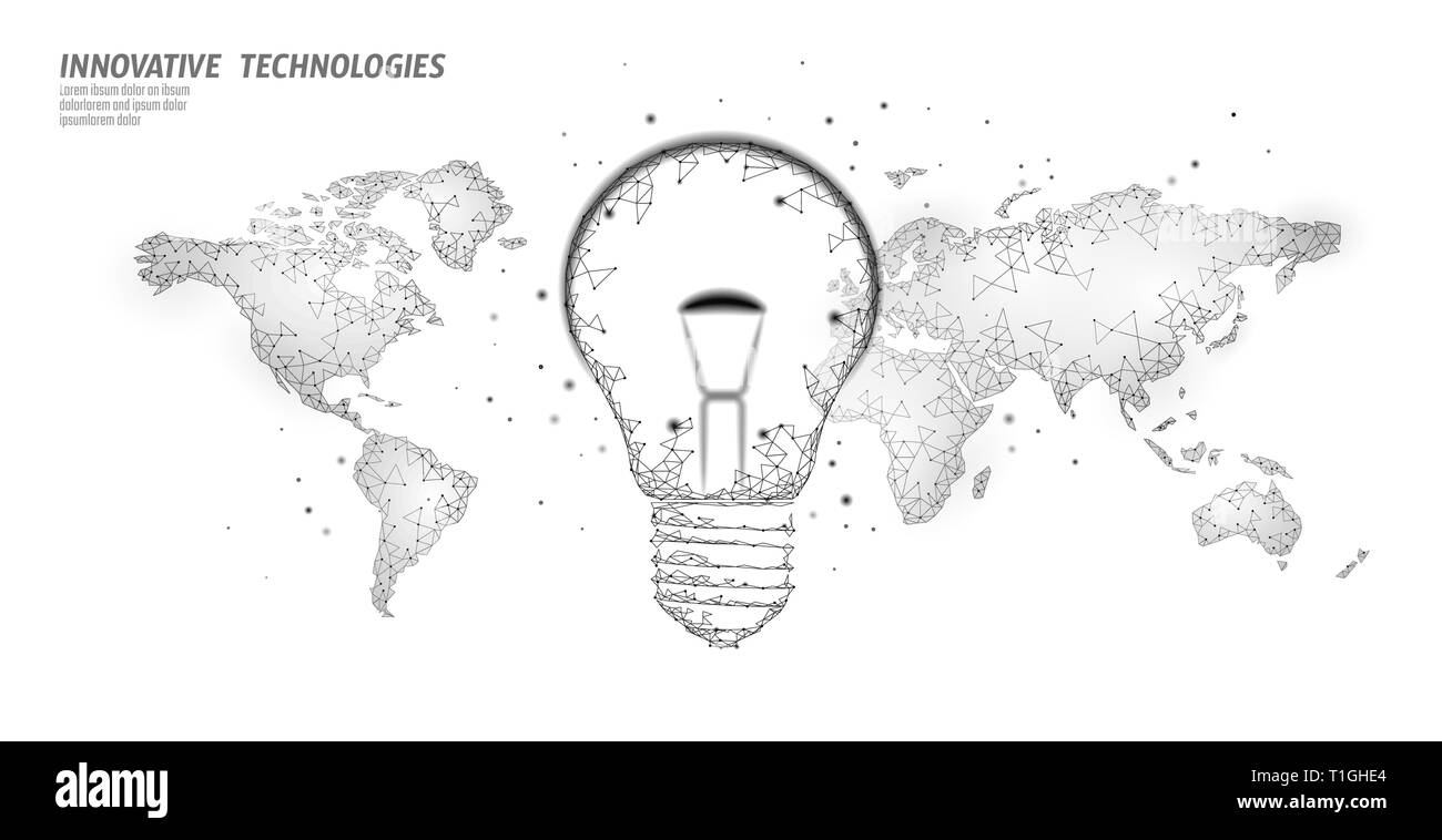 Mondo Earth Hour lampadina concetto. Bassa poligonale poli mondo pianeta mappa del globo. Salvare Eco ecologia ambiente energia verde nozione di potenza vettore banner Illustrazione Vettoriale