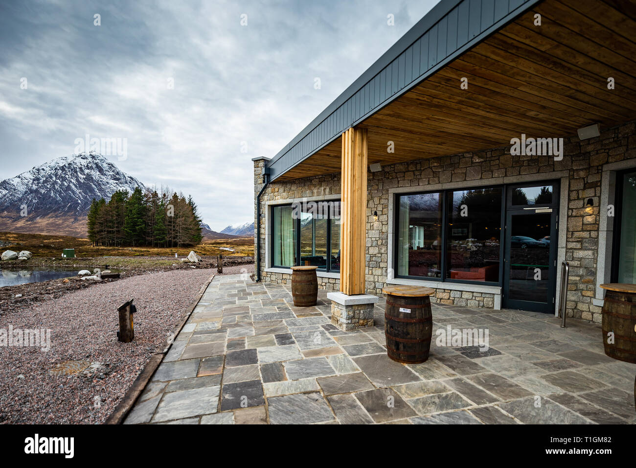 La recente ricostruzione Kingshouse Hotel in Glencoe - riaperta Febbraio 2019 Foto Stock