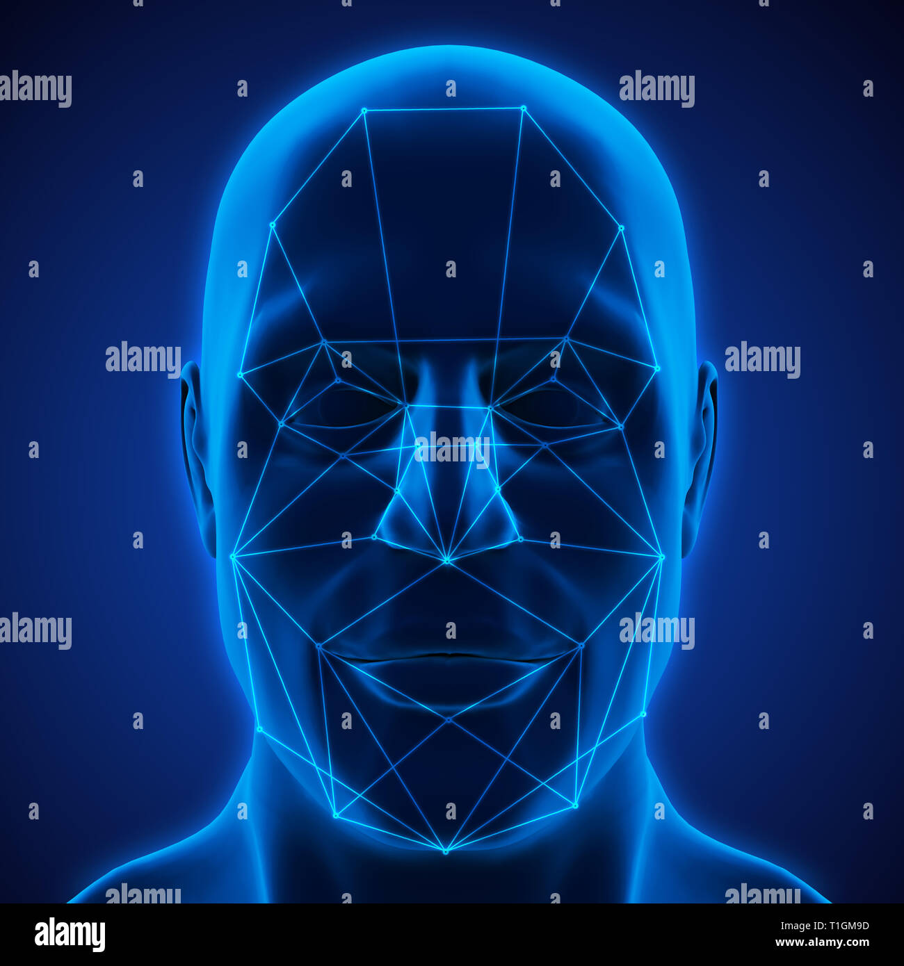 Sistema di riconoscimento facciale illustrazione Foto Stock