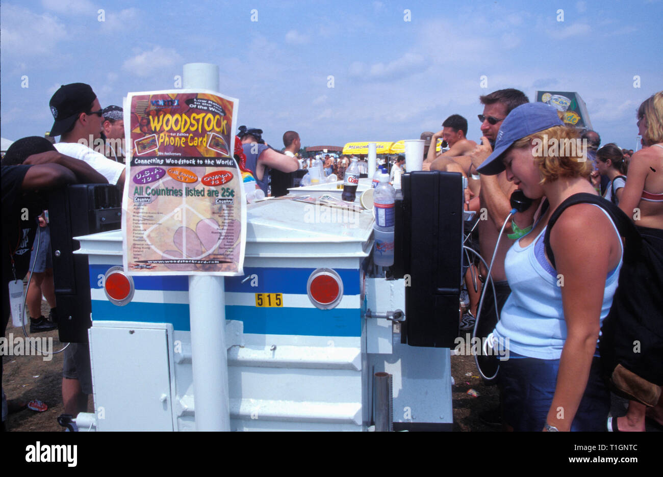 Un pagamento mobile postazione telefonica è mostrato a Woodstock 99 in Roma, New York. Foto Stock