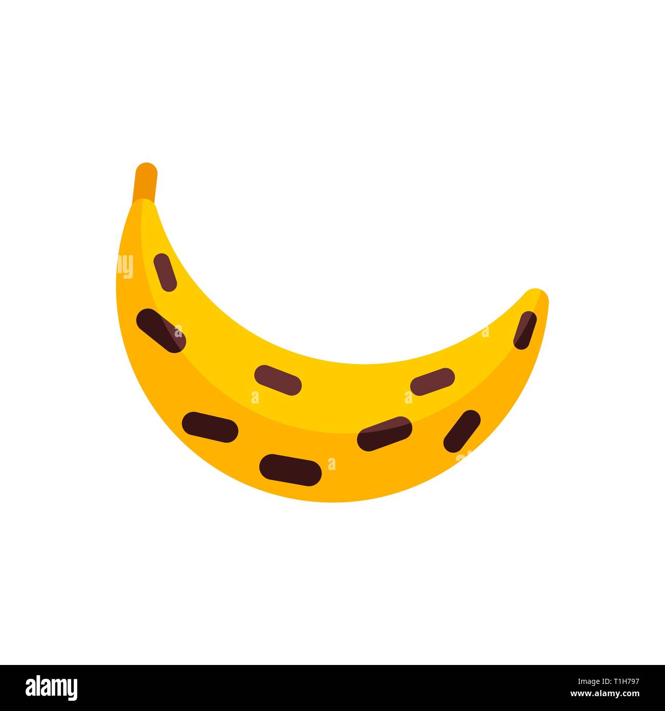 Banana marcia isolata. Frutta rovinata. Giallo antico alimento tropicale Illustrazione Vettoriale