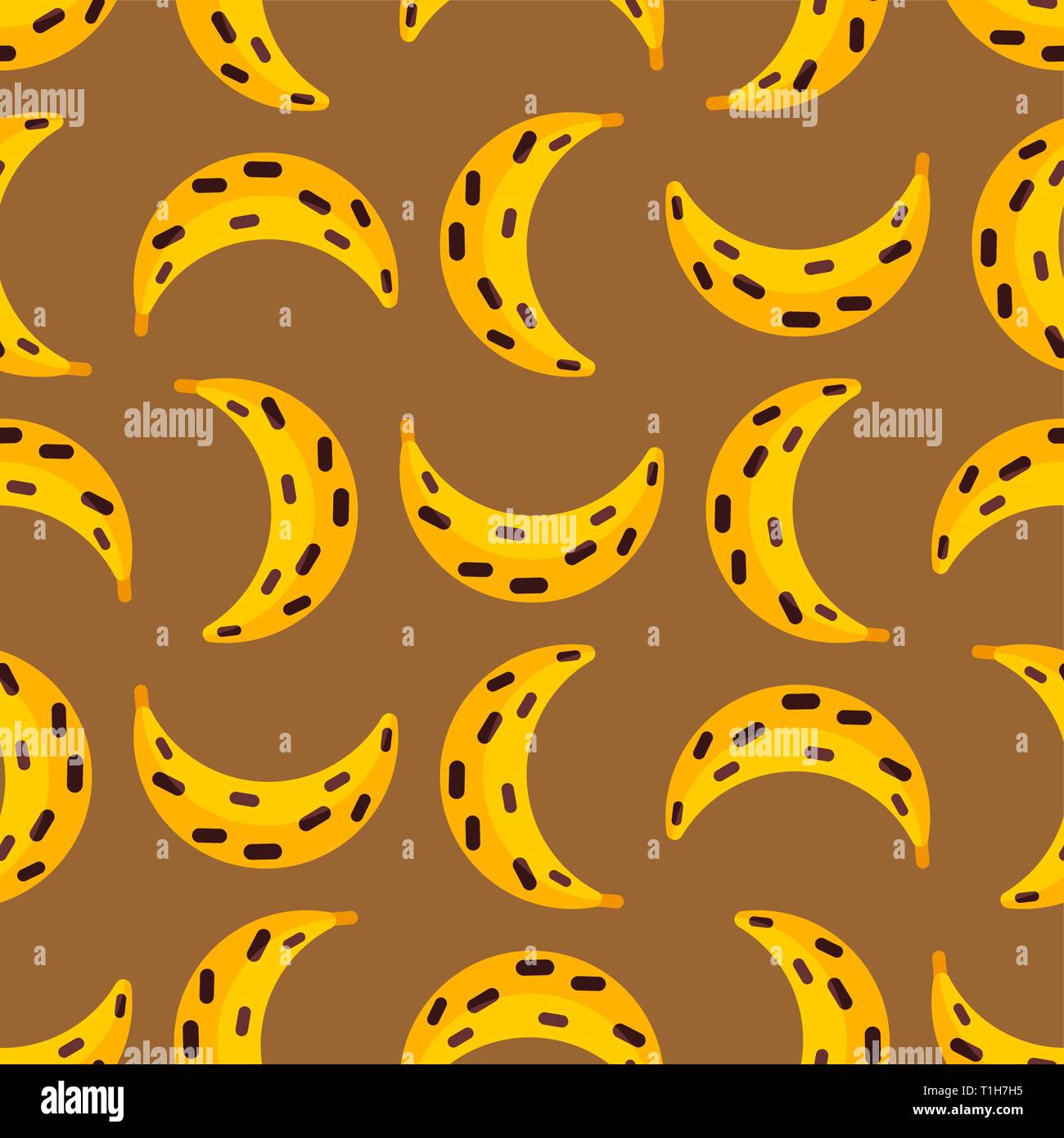 Banana marcia pattern seamless. Viziati frutto dello sfondo. Giallo antico alimento tropicale Illustrazione Vettoriale