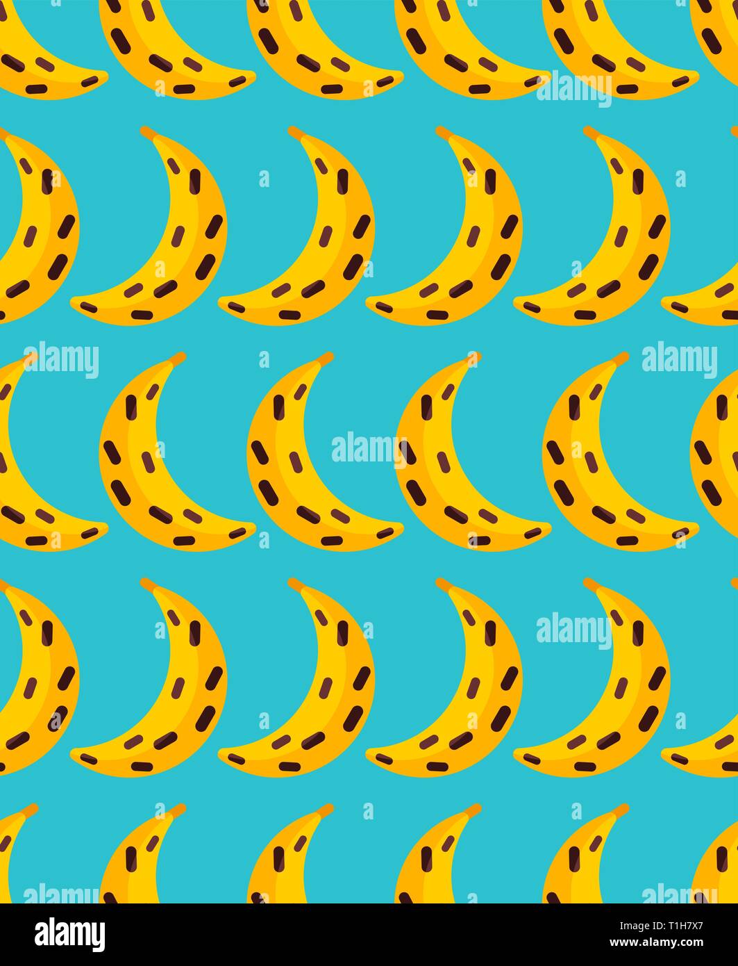 Banana marcia pattern seamless. Viziati frutto dello sfondo. Giallo antico alimento tropicale Illustrazione Vettoriale