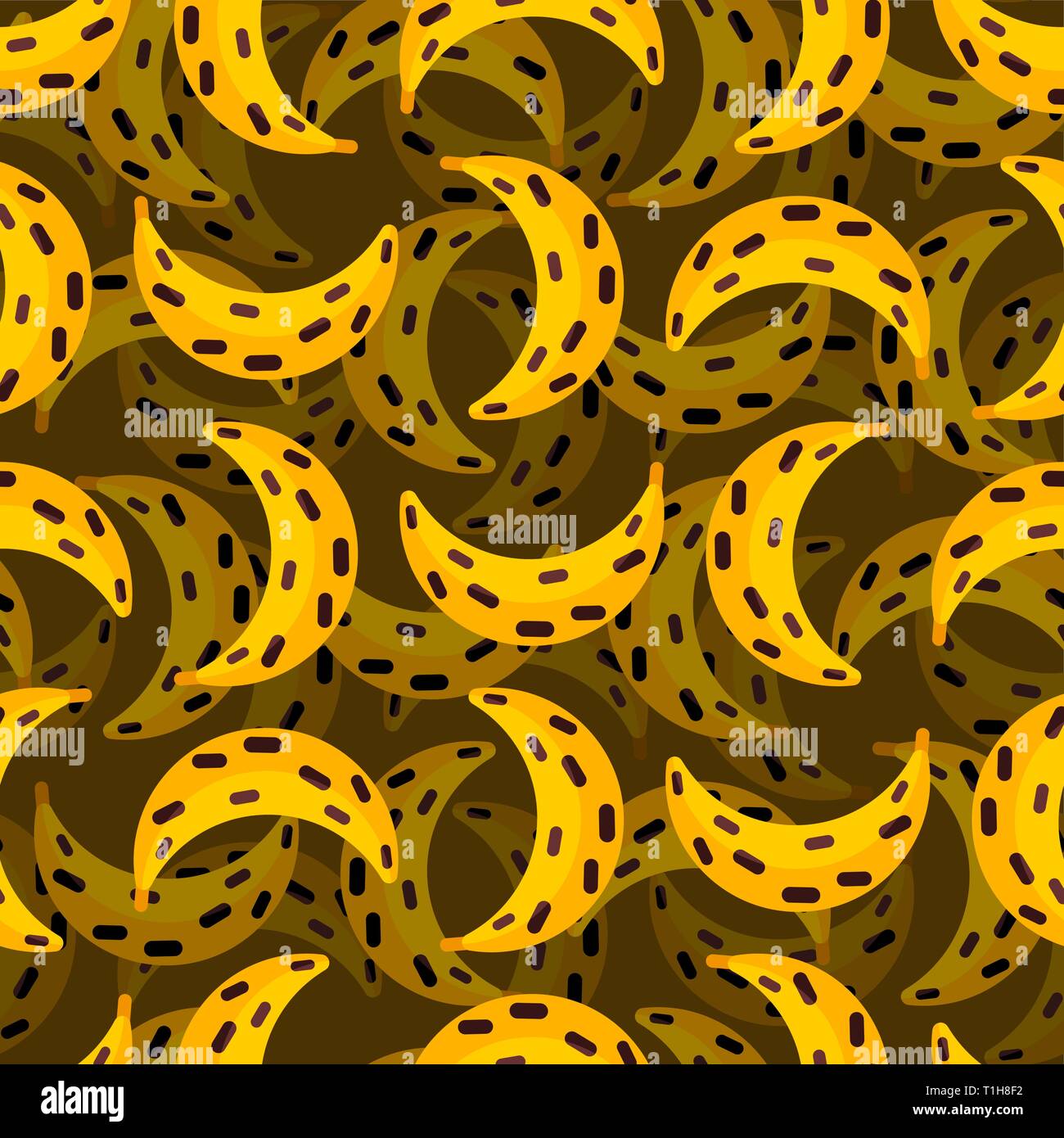 Banana marcia pattern seamless. Viziati frutto dello sfondo. Giallo antico alimento tropicale Illustrazione Vettoriale