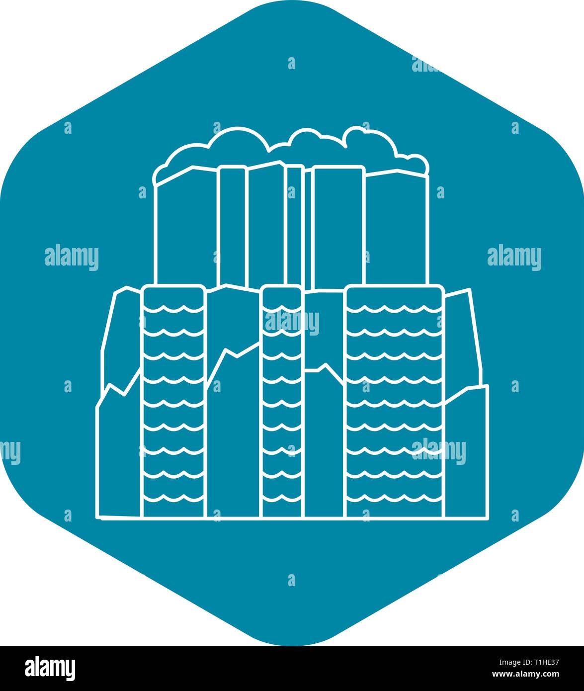 Cascate di Iguazu icona, stile contorno Illustrazione Vettoriale