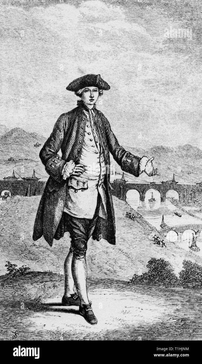 Francis Egerton, 3rd Duca di Bridgewater (1736-1803). Incisione da 'Lives of the Engineers' di Samuel Smiles (1812-1904). Francis Egerton è noto per essere stato l'autore della navigazione interna britannica e il commissario del canale Bridgewater. Il canale Bridgewater fu costruito per lui dall'ingegnere James Brindley (1716-1772). Foto Stock