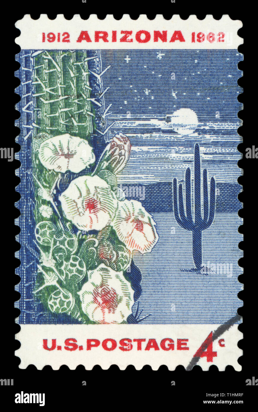 Stati Uniti d'America - 1962 CIRCA: utilizzate un francobollo da Stati Uniti, per la commemorazione del cinquantesimo anniversario della statualità dell Arizona, 1962 circa. Foto Stock