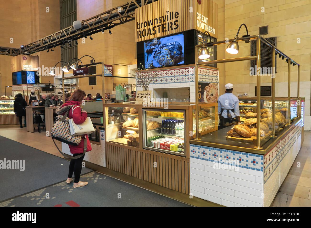 Great Northern Food Hall, Vanderbilt Hall di Grand Central Terminal, NYC, STATI UNITI D'AMERICA Foto Stock