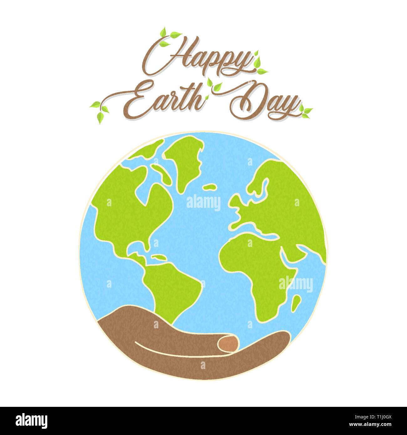 International Earth Day illustrazione. Mano umana tenendo il pianeta per la cura della natura e dell ambiente sociale consapevolezza. Illustrazione Vettoriale