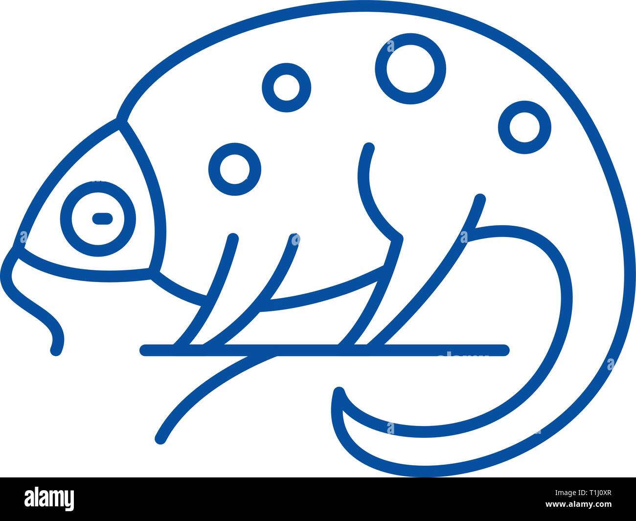 Chameleon icona linea concept. Chameleon piatto simbolo del vettore, segno, illustrazione di contorno. Illustrazione Vettoriale