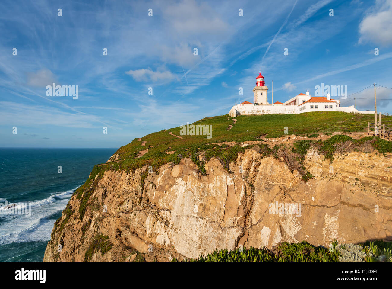 La vista a Cabo da Roca, Portogallo, il punto più occidentale del continente europeo Foto Stock