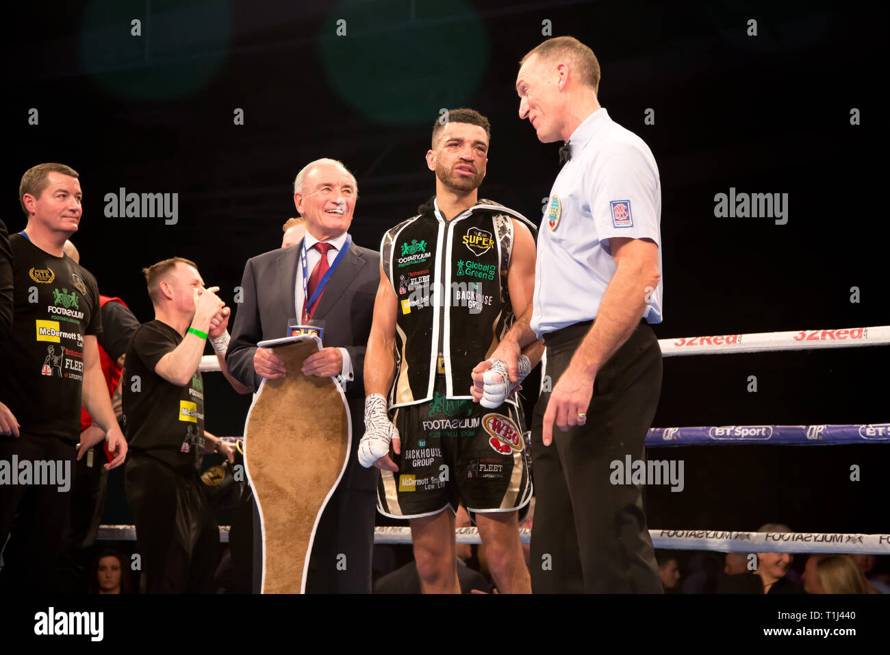 Leicester Regno Unito 23 marzo 2019 Il Morningside Arena Leicester WBO internazionale europeo Super leggero campionato Sam Maxwell vs Sabri Sediri Foto Stock