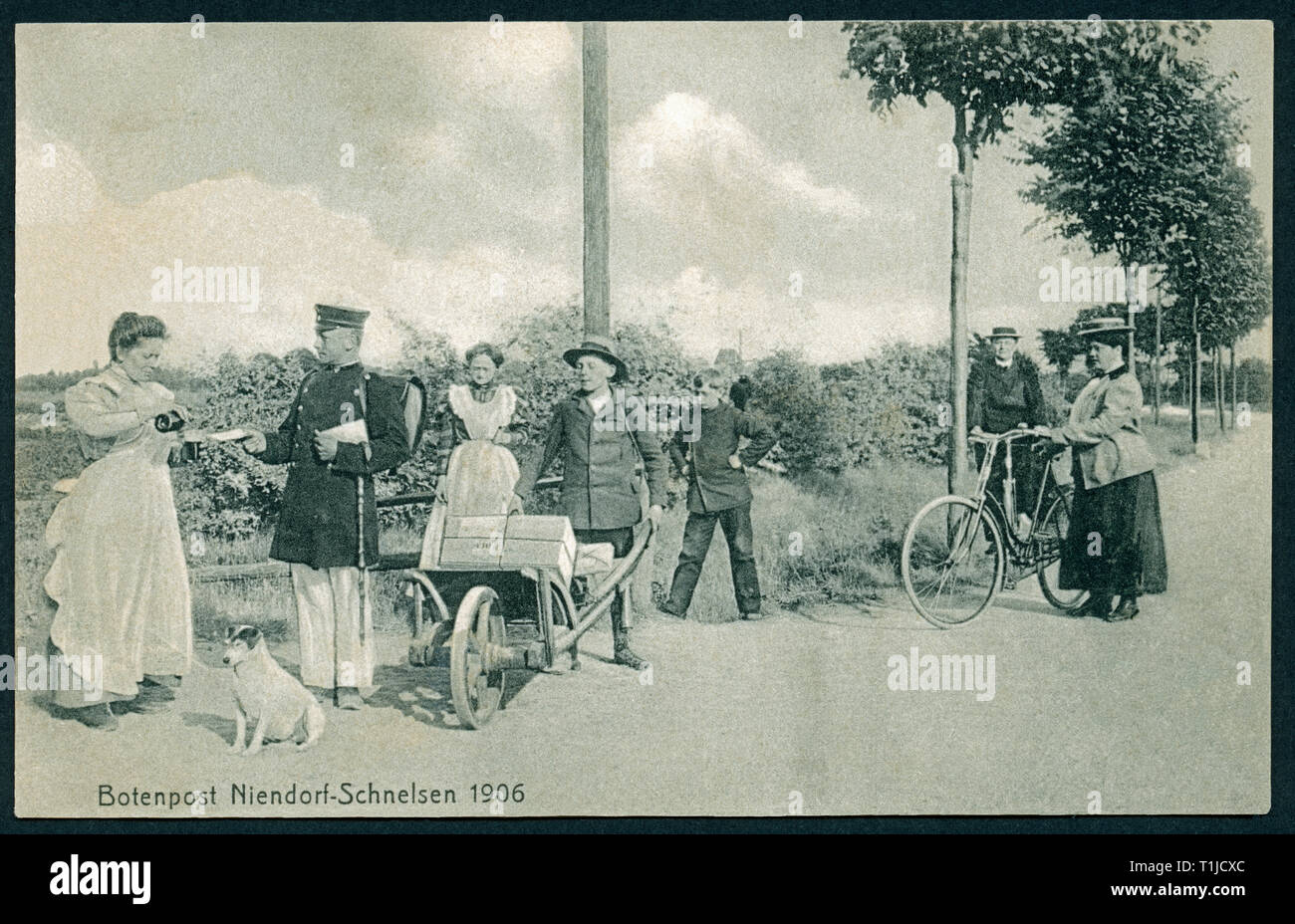 Geografia / viaggi, Germania, Amburgo, Niendorf, Schnelsen, postino sul suo tour, cartolina, inviato 1909., Additional-Rights-Clearance-Info-Not-Available Foto Stock