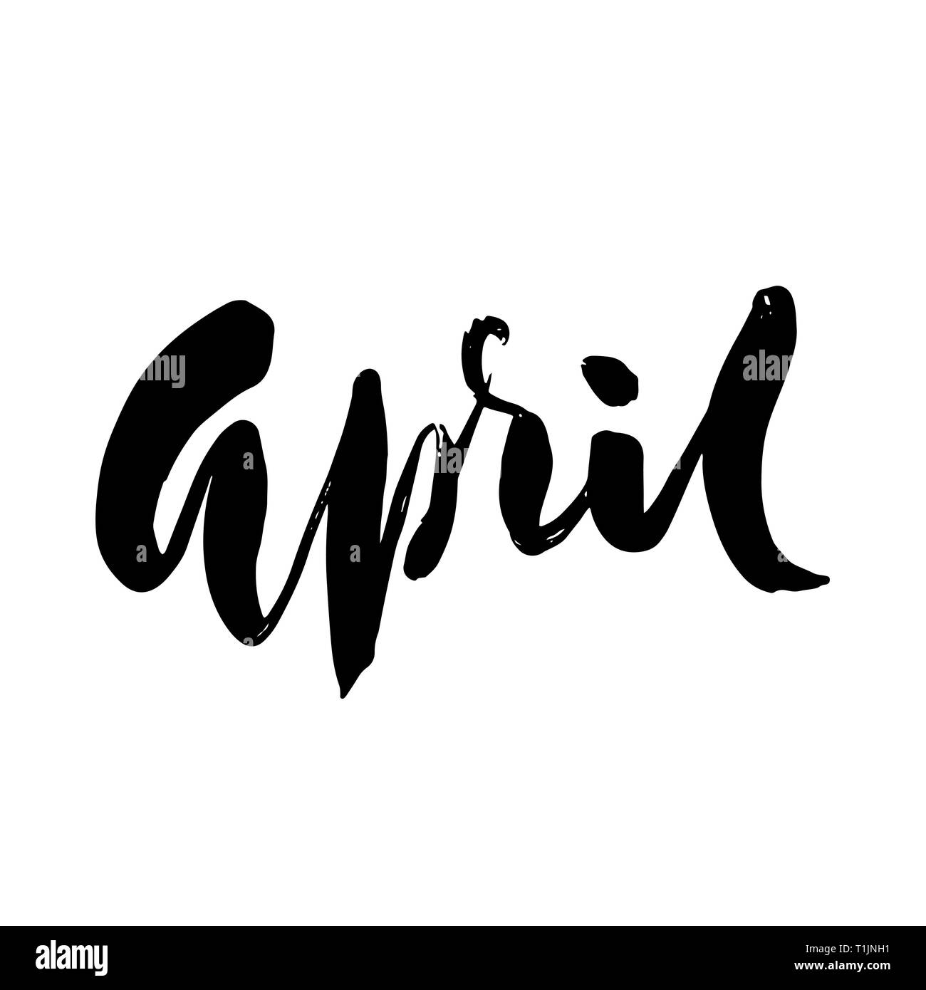 Spazzola moderno lettering. Aprile. La molla tipografia banner. Illustrazione Vettoriale. Illustrazione Vettoriale