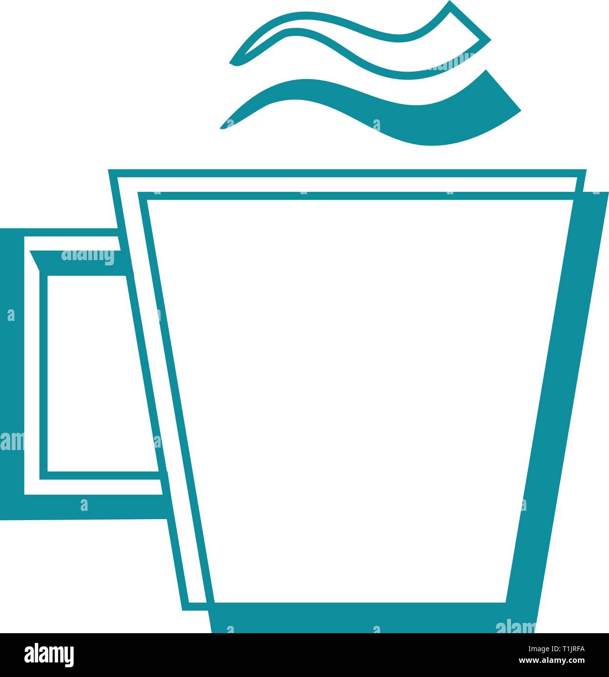 Caffè fumante tazza di simbolo grafico con manico onde a caldo in aumento Illustrazione Vettoriale