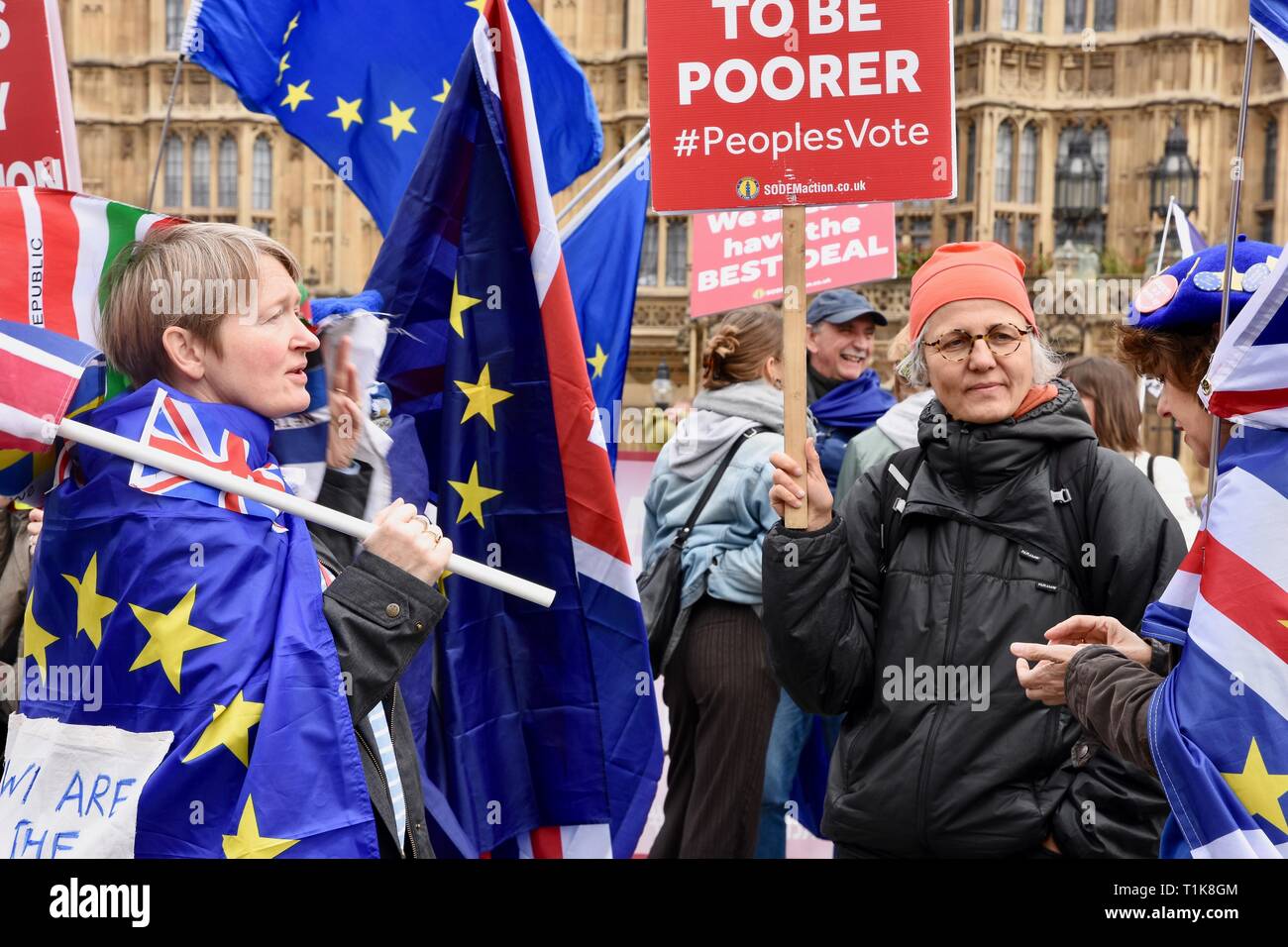 Londra, Regno Unito. Il 27 marzo, 2019. Rimangono i manifestanti. Anti Brexit protesta in Westminster, la Casa del Parlamento, Westminster, London. UK Credit: Michael melia/Alamy Live News Foto Stock