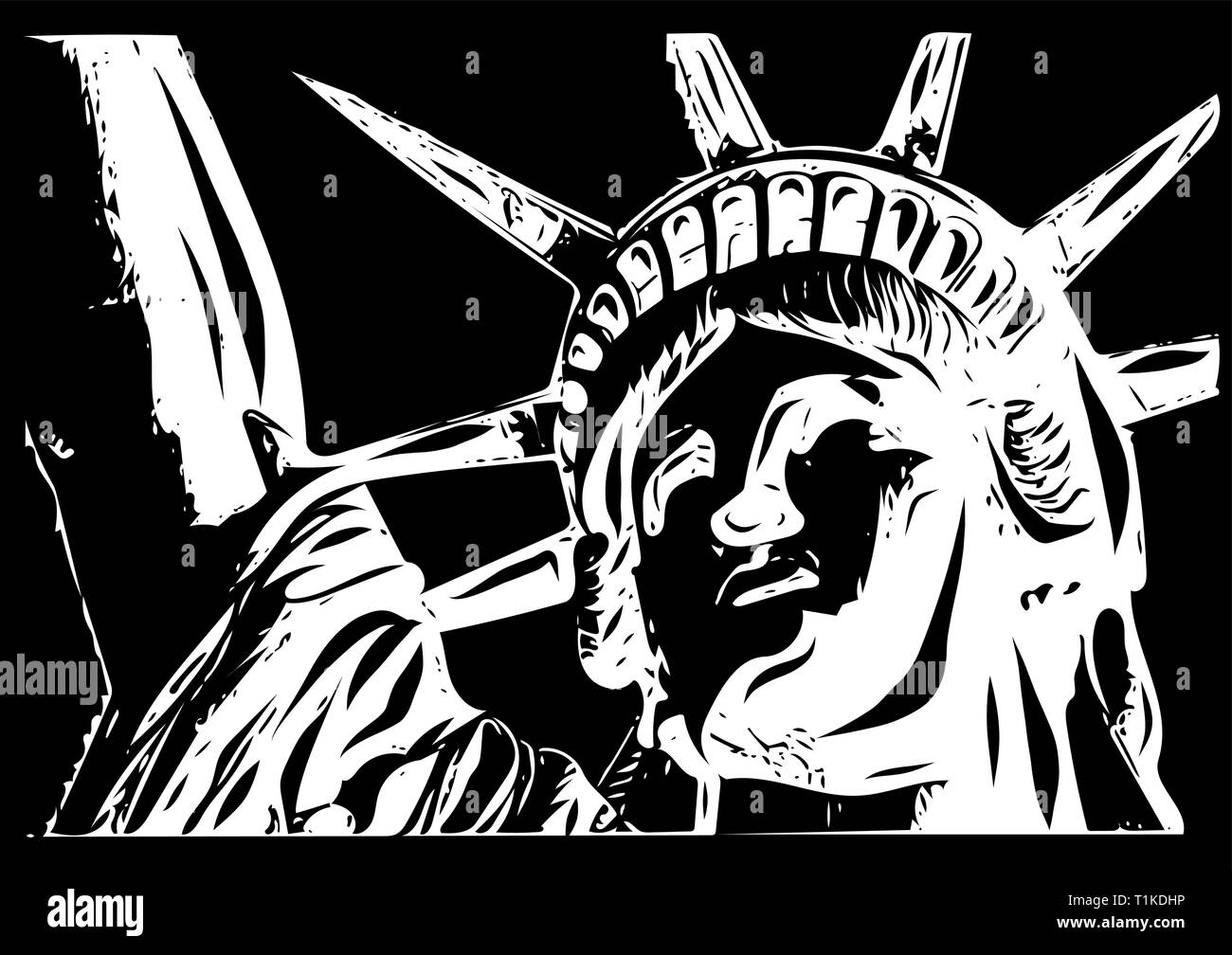 L'americano Liberty statua icona illustrazione vettoriale Illustrazione Vettoriale
