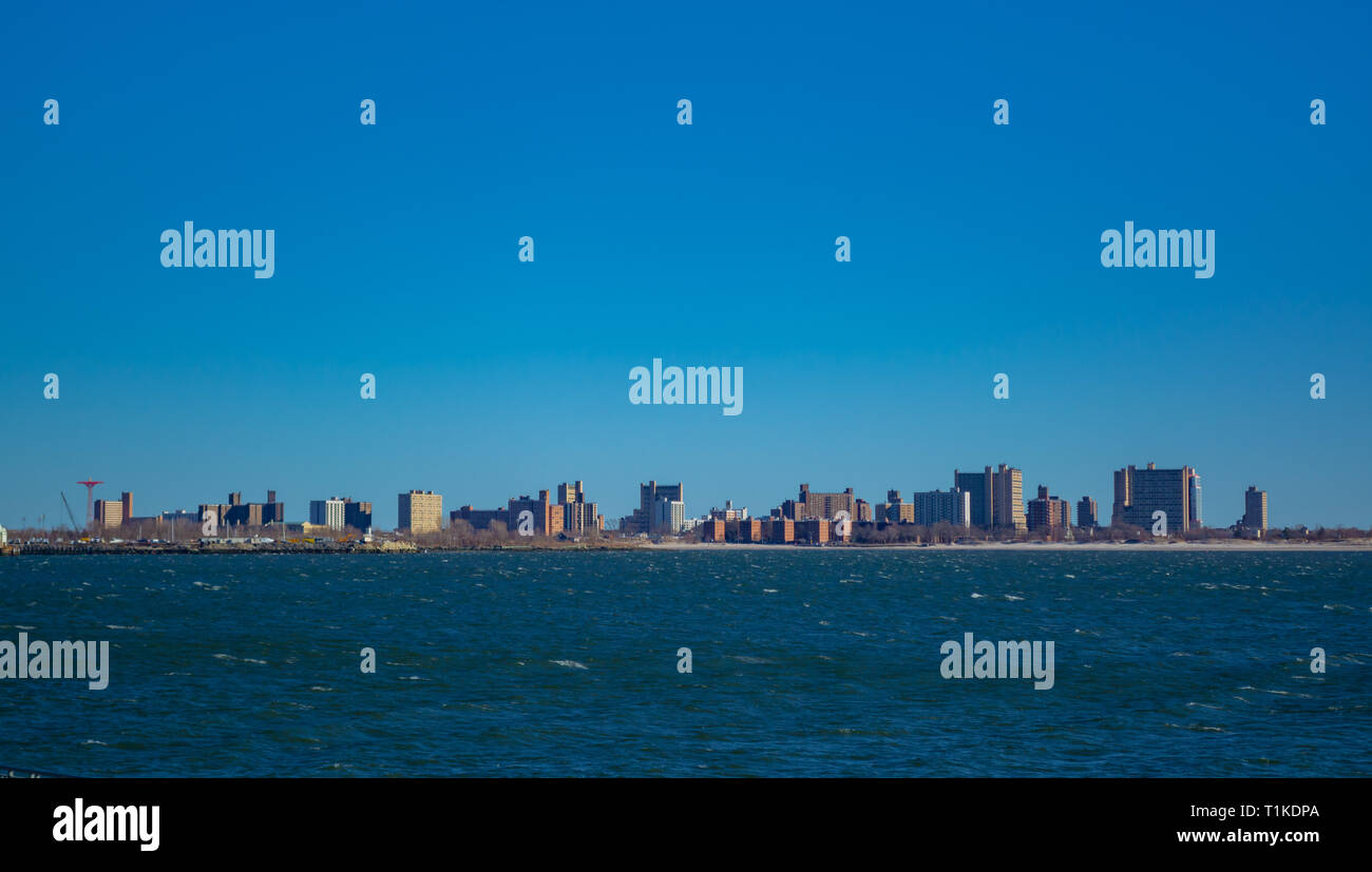 Scenario vista di Coney Island da lontano Foto Stock