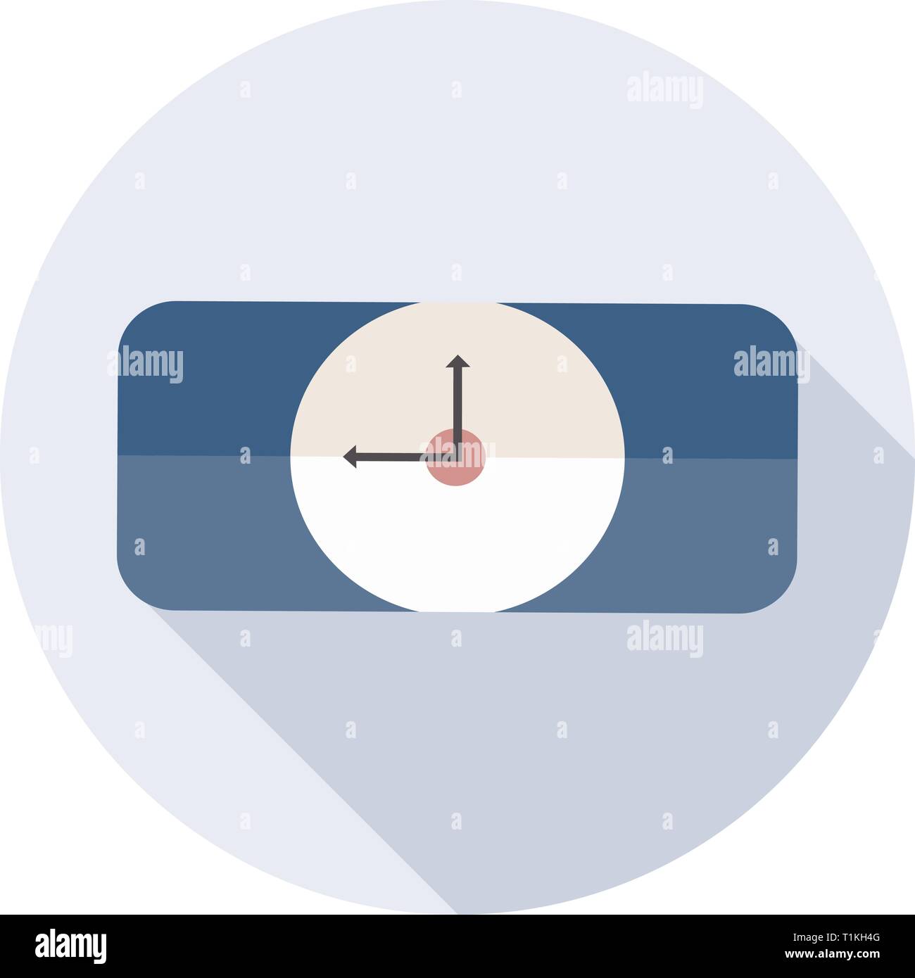 Icona di un orologio da polso con lunga ombra in uno stile piatto Illustrazione Vettoriale