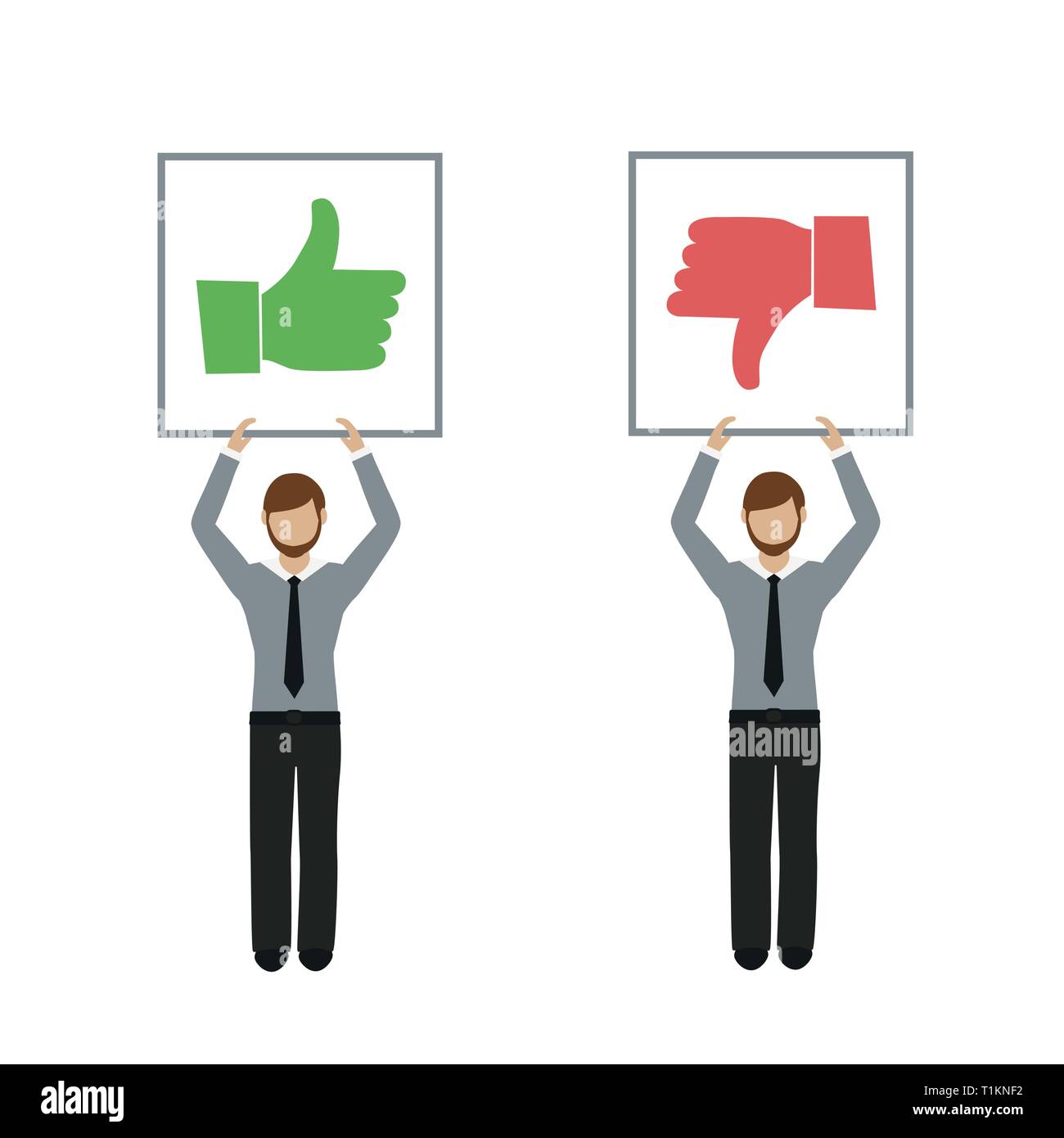 Simili e non piacciono le mani uomo d affari di carattere illustrazione vettoriale EPS10 Illustrazione Vettoriale
