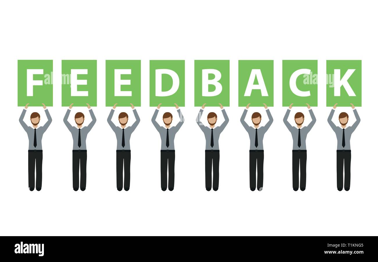 Gli uomini d' affari con feedback singpost illustrazione vettoriale EPS10 Illustrazione Vettoriale