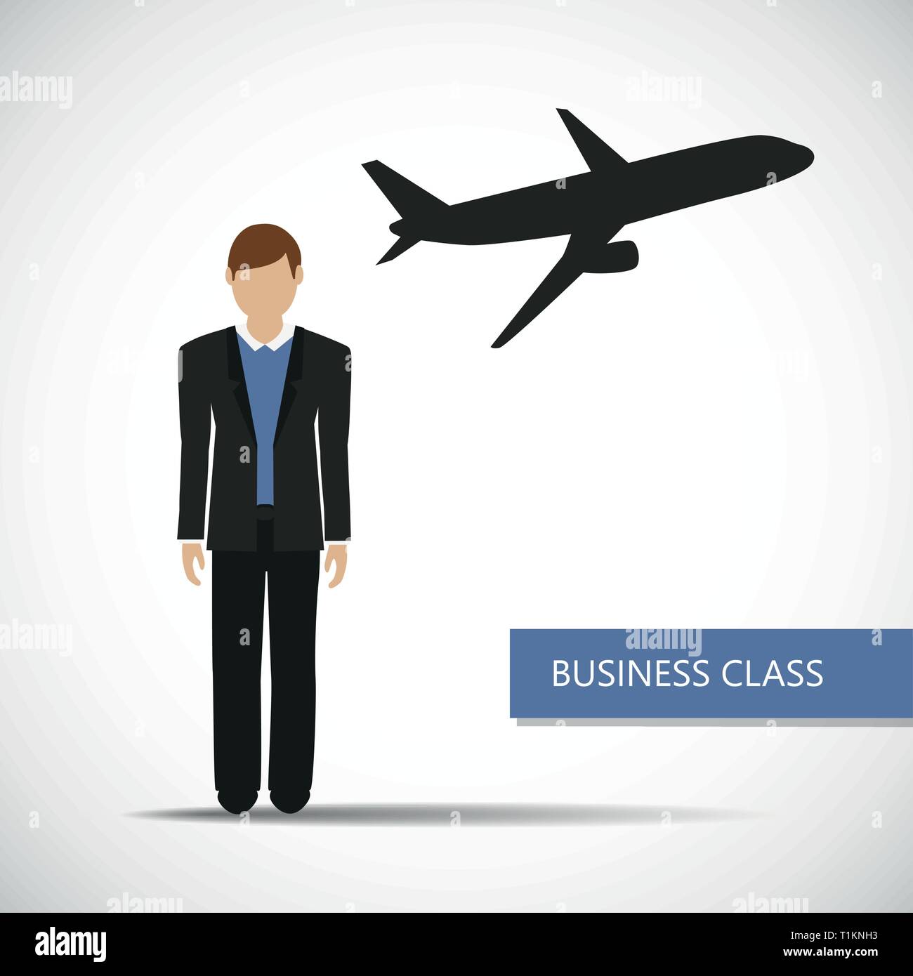 Vantaggi di voli in business class imprenditore carattere illustrazione vettoriale EPS10 Illustrazione Vettoriale
