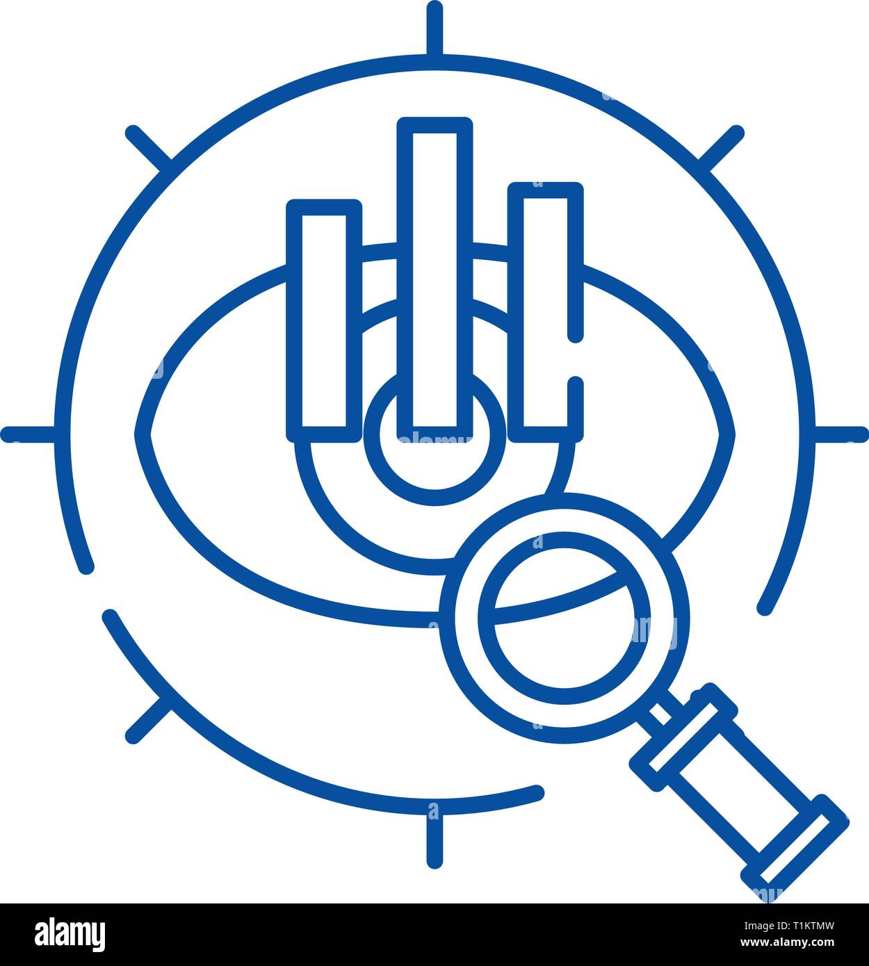 La visione strategica icona linea concept. La visione strategica piatto simbolo del vettore, segno, illustrazione di contorno. Illustrazione Vettoriale