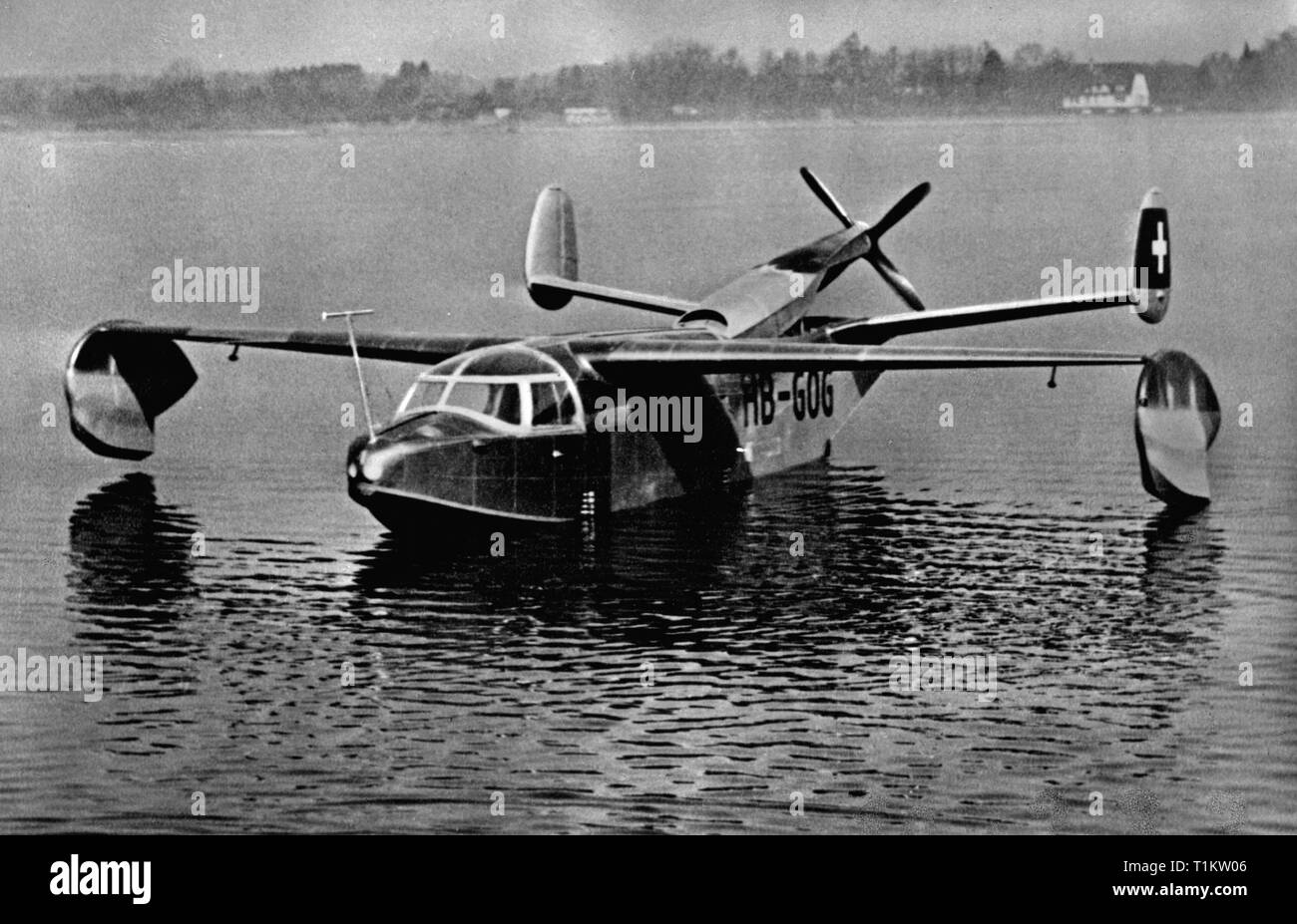 Trasporti / trasporto, aviazione, idrovolante anfibio flying boat Dornier Do 212, prototipo, il lago di Costanza, lato svizzero, agosto 1942, Additional-Rights-Clearance-Info-Not-Available Foto Stock