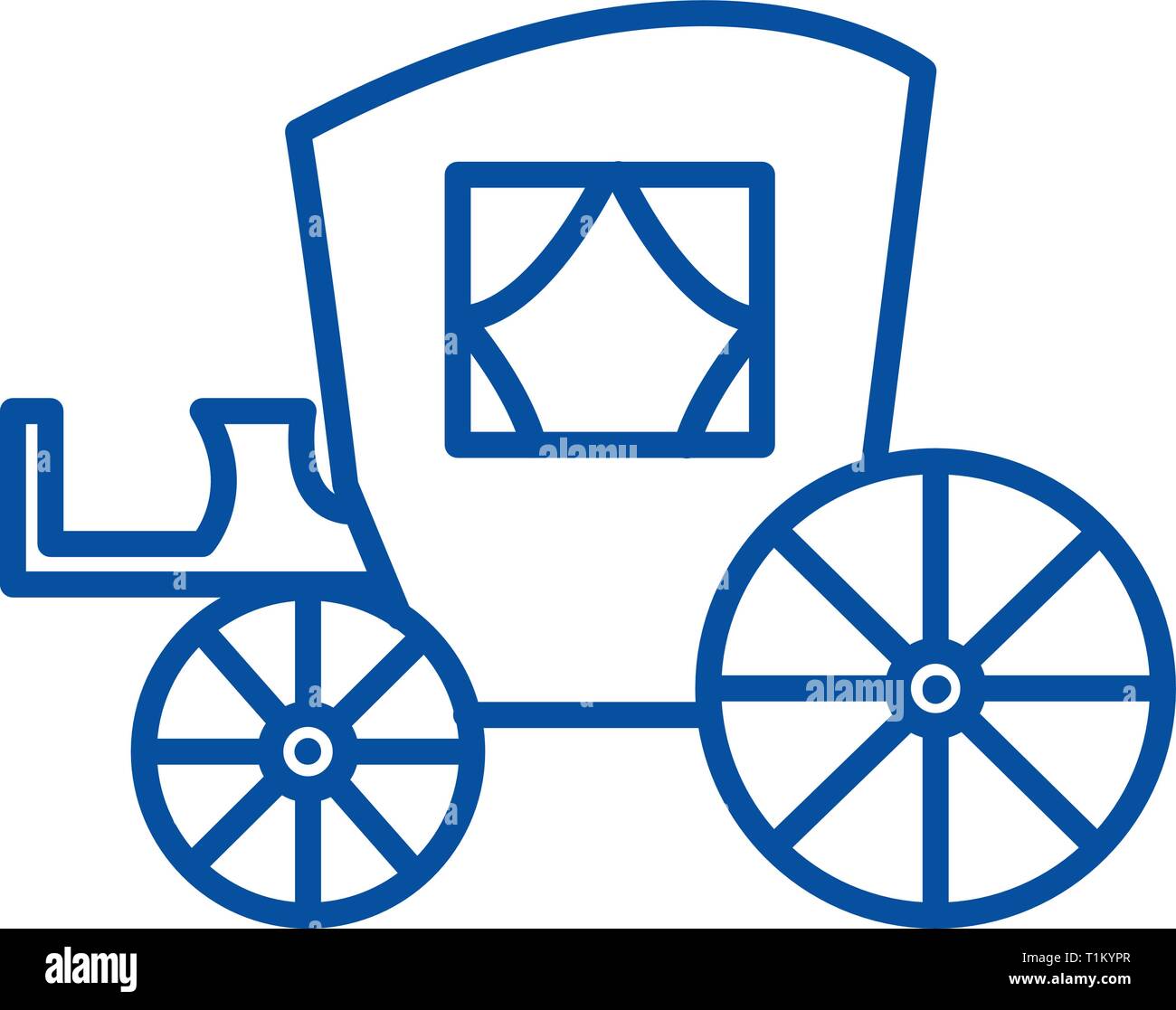 Vintage carrello,trasporto antica icona linea concept. Vintage carrello,trasporto antico piatto simbolo del vettore, segno, illustrazione di contorno. Illustrazione Vettoriale