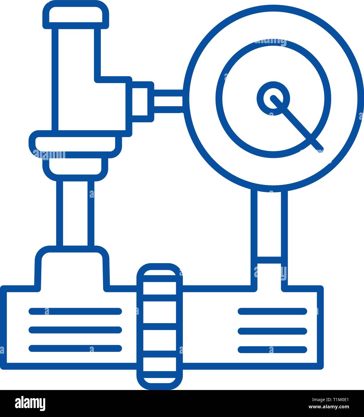 La pressione dell'acqua, sistema industria hvac icona linea concept. La pressione dell'acqua, sistema industria hvac piatto simbolo del vettore, segno, illustrazione di contorno. Illustrazione Vettoriale