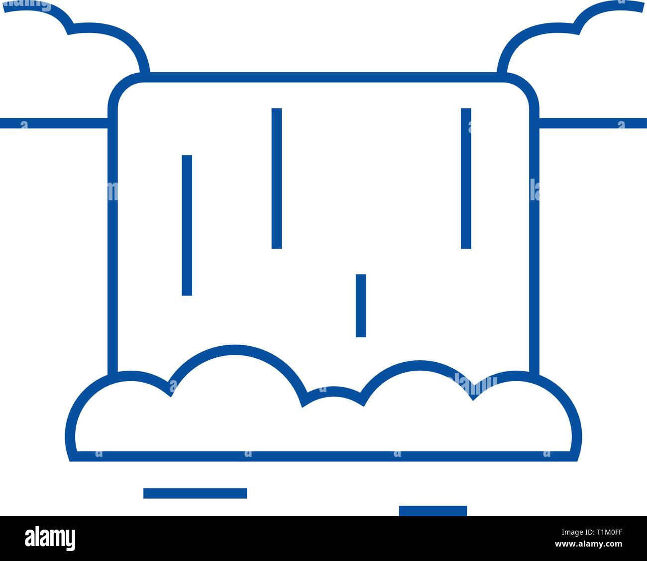 Cascata icona linea concept. Cascata piatto simbolo del vettore, segno, illustrazione di contorno. Illustrazione Vettoriale