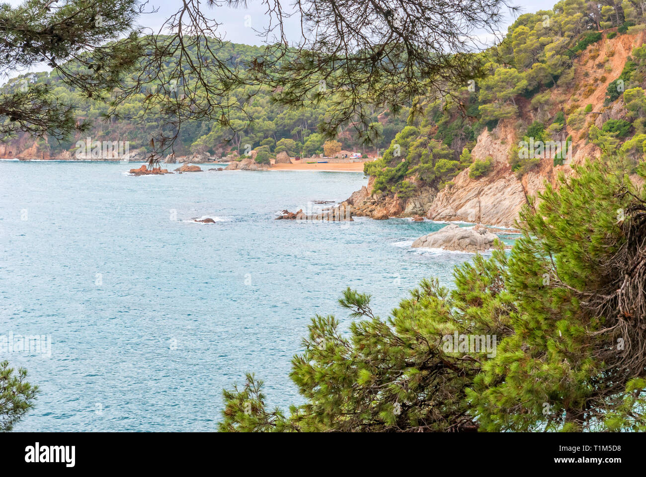 Vista mare da Santa Clotilde gardens, la Catalogna. Spagna Foto Stock