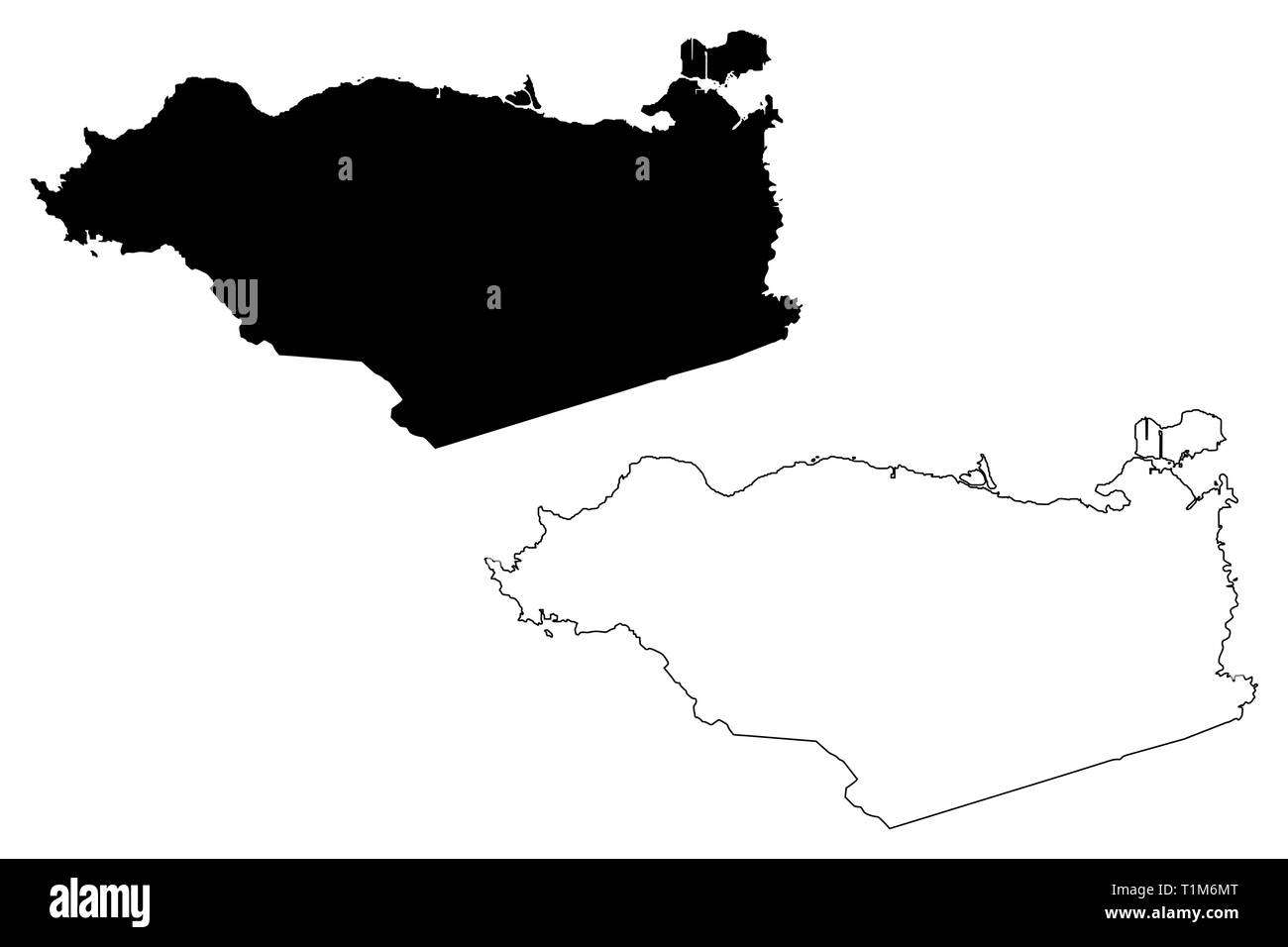 Contra Costa County, California (contee della California, Stati Uniti d'America,USA, Stati Uniti, US) mappa illustrazione vettoriale, scribble schizzo Contra Costa Illustrazione Vettoriale