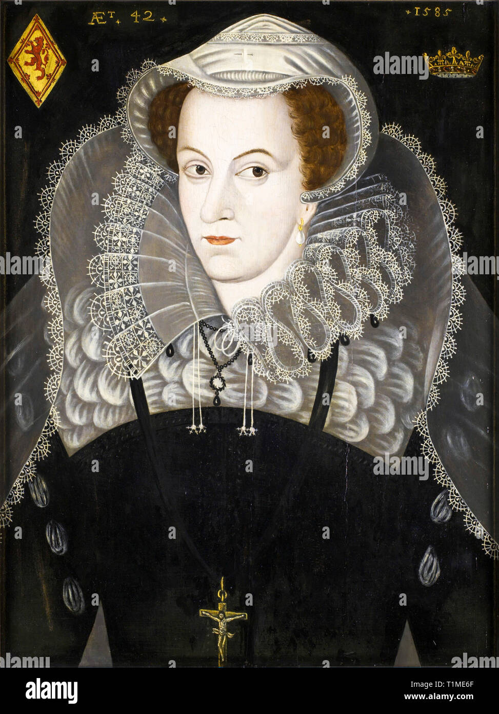 Mary, Regina di Scozia (1542-1587), ritratto dipinto ad olio su tavola dopo Rowland Lockley, circa 1600 Foto Stock
