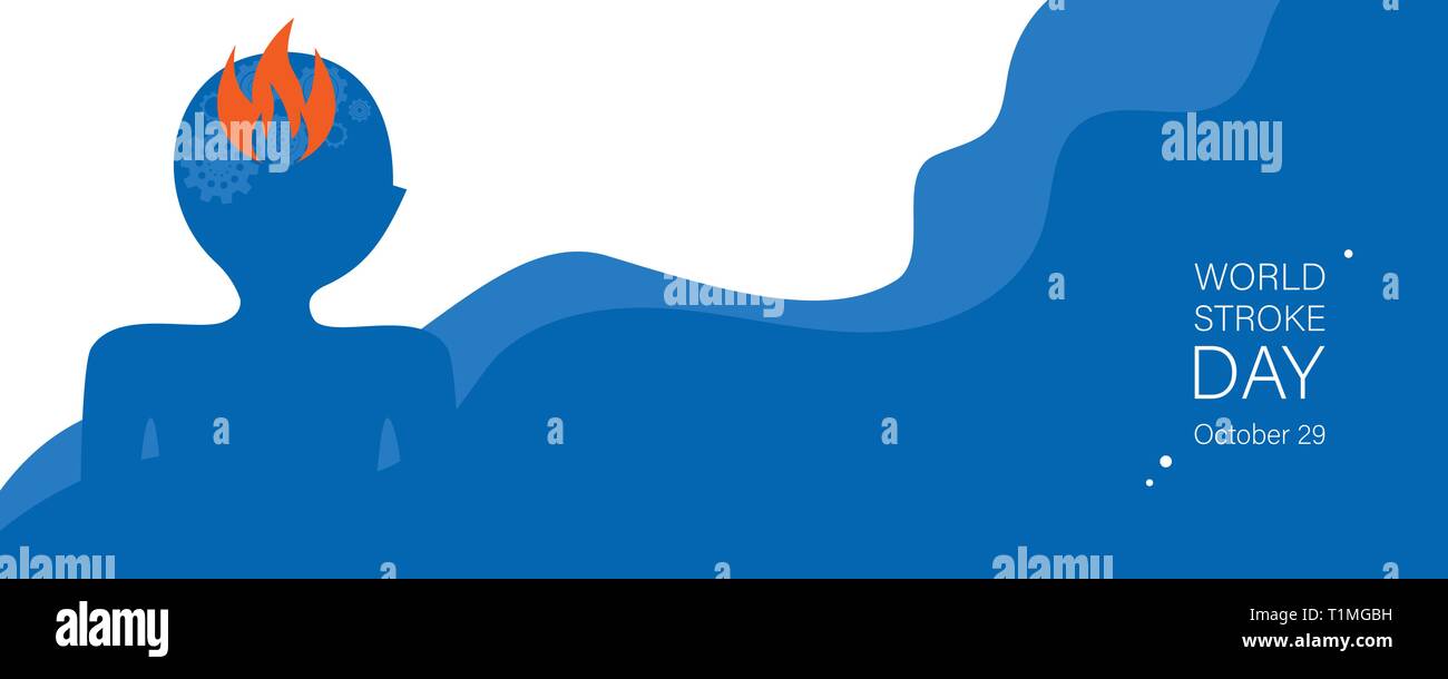 Corsa mondiale giorno vector modello di pagina di intestazione. Umano apoplessia cerebrale illustrazione astratta. Meccanismo di ruote dentate sistema neurone.cerebrale ischemico la consapevolezza della malattia. L'infarto cerebrale prevenzione Illustrazione Vettoriale