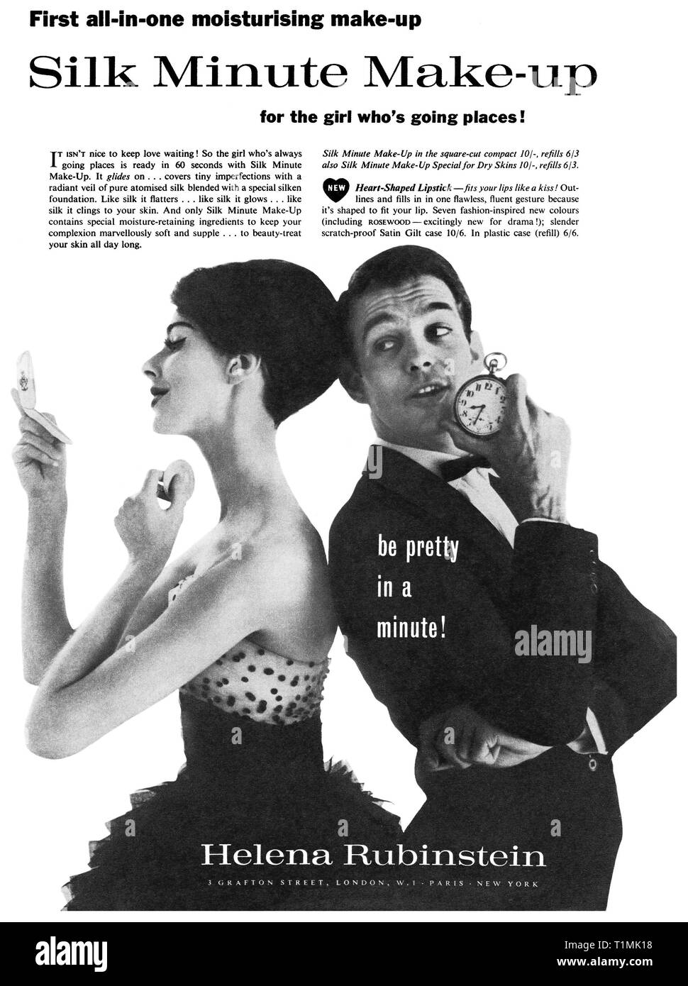 1961 British pubblicità per Helena Rubinstein cosmetici. Foto Stock