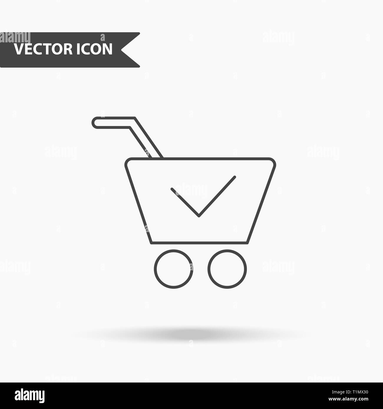 Moderno e semplice illustrazione vettoriale di carrelli di shopping icona. Immagine piatta con linee sottili per l'applicazione, interfaccia, presentazione infographics su iso Illustrazione Vettoriale