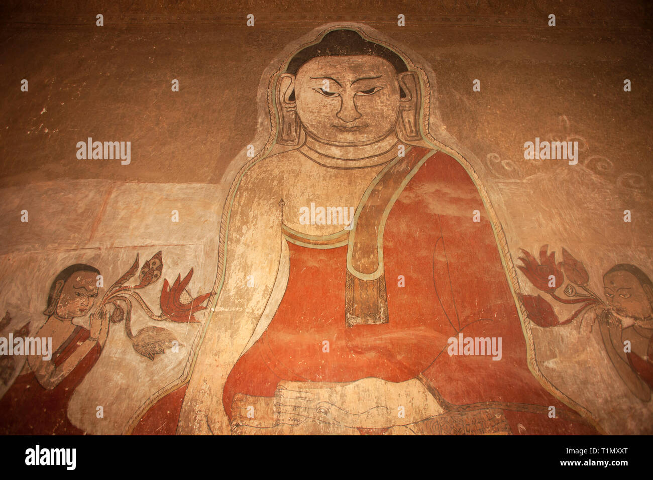 Affresco del Buddha, Sulamani temple, Old Bagan Zona villaggio, Mandalay regione, Myanmar, Asia Foto Stock