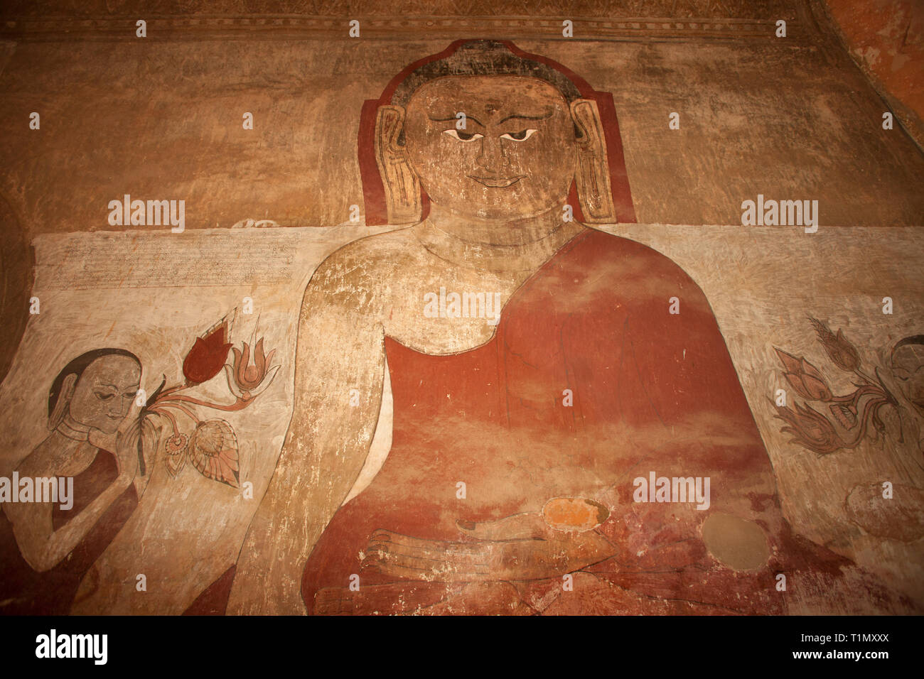 Affresco del Buddha, Sulamani temple, Old Bagan Zona villaggio, Mandalay regione, Myanmar, Asia Foto Stock