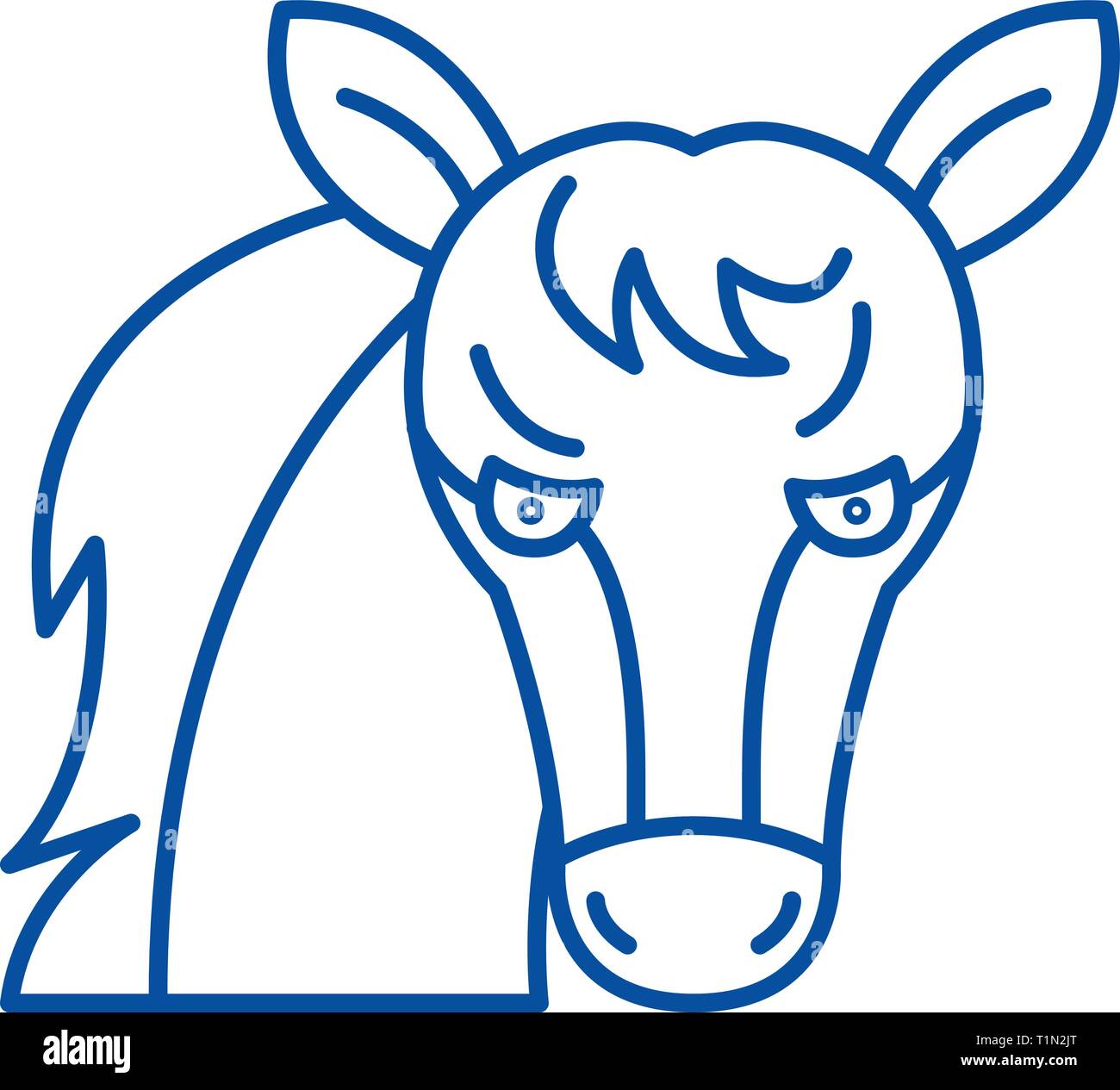 Cavallo divertente icona linea concept. Funny horse piatto simbolo del vettore, segno, illustrazione di contorno. Illustrazione Vettoriale