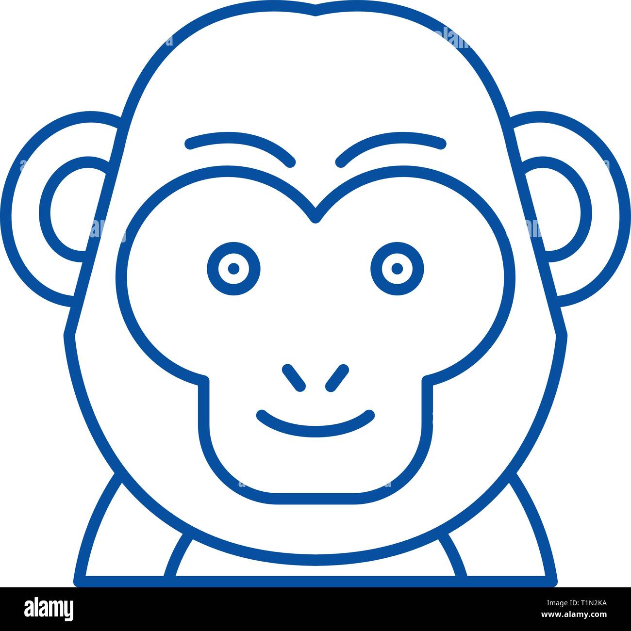 Funny monkey icona linea concept. Funny monkey piatto simbolo del vettore, segno, illustrazione di contorno. Illustrazione Vettoriale