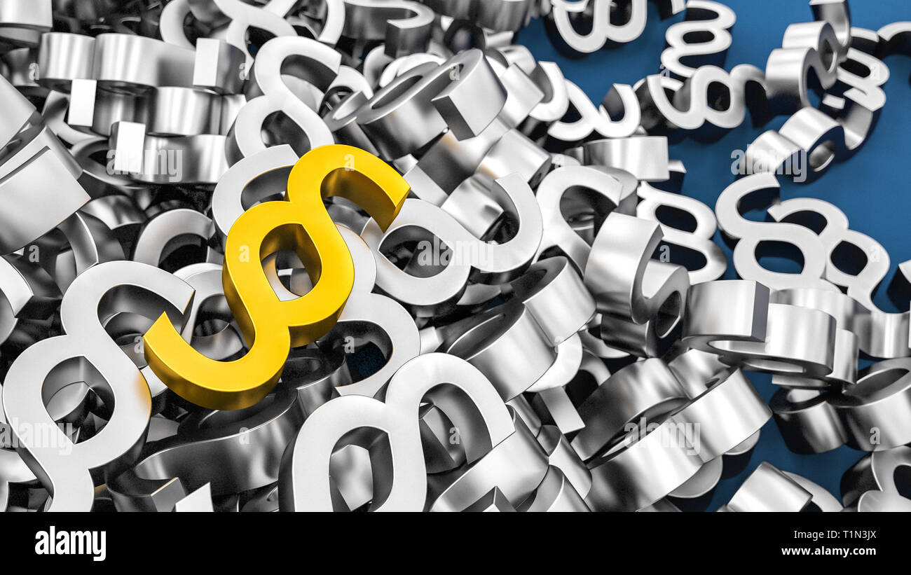 3D rendering di molti di confondere i paragrafi per leggi noto da un avvocato e avvocato in consulenza legale da parte di un notaio di diritto impresa Foto Stock