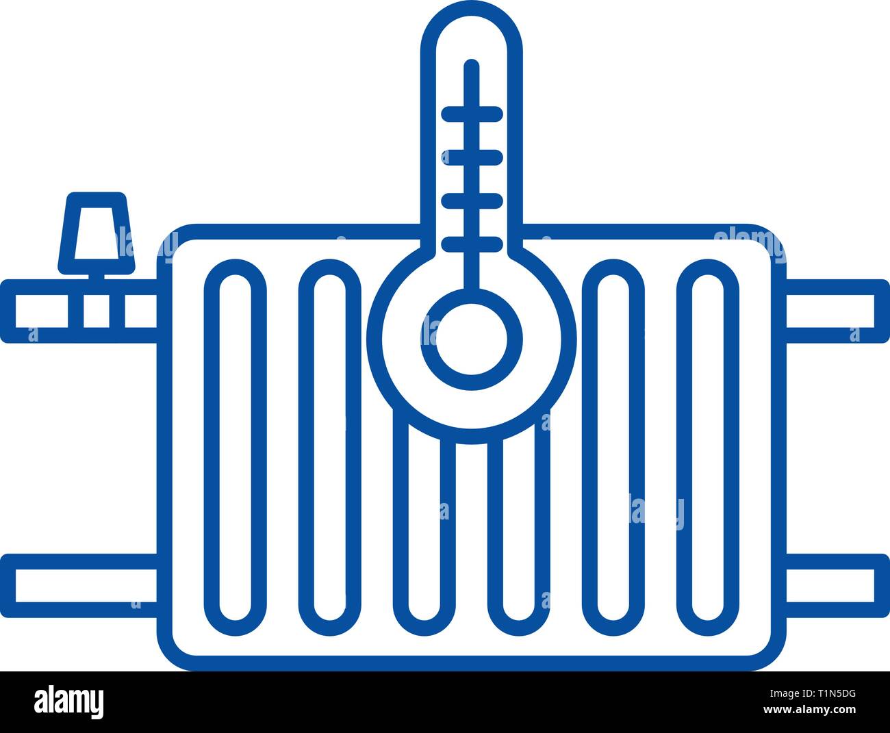 I radiatori per riscaldamento icona linea concept. I radiatori per riscaldamento piatto simbolo del vettore, segno, illustrazione di contorno. Illustrazione Vettoriale