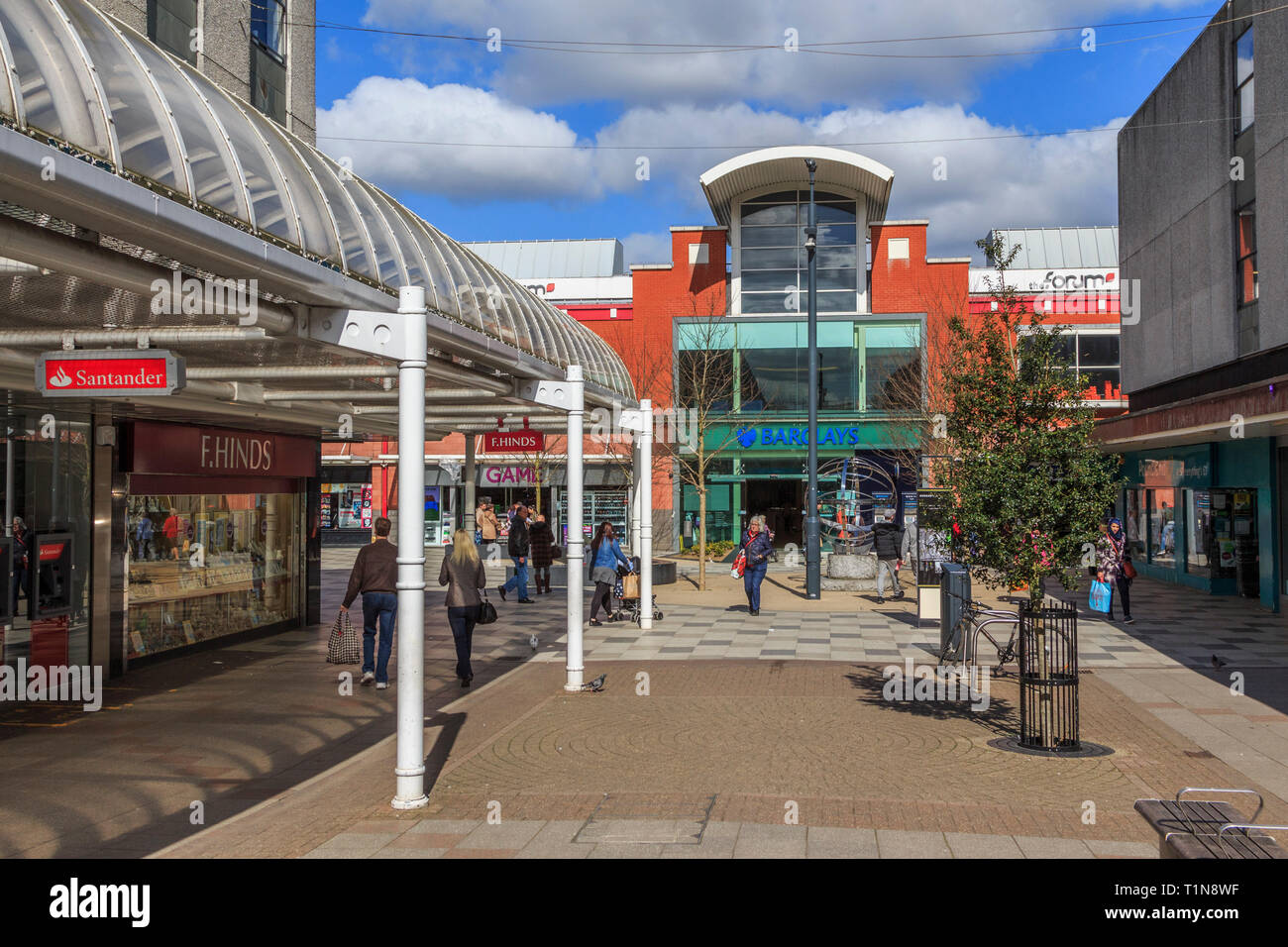Westgate Shopping Center ,Stevenage Town Center High Street, Hertfordshire, Inghilterra, Regno Unito, GB Foto Stock