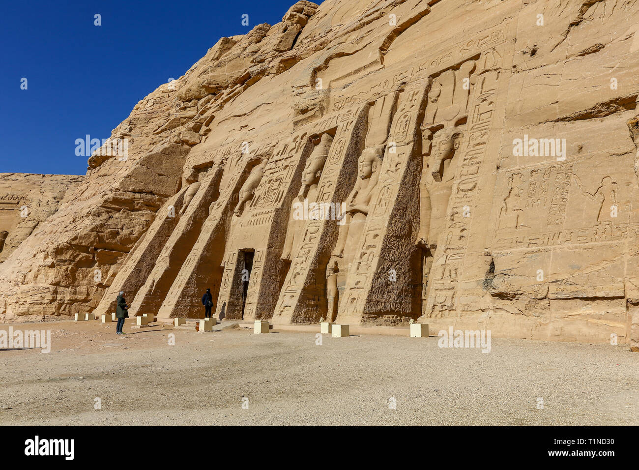 Il tempio di Hathor e Nefertari, noto anche come il piccolo tempio di Abu Simbel Egitto meridionale, Africa del Nord Foto Stock