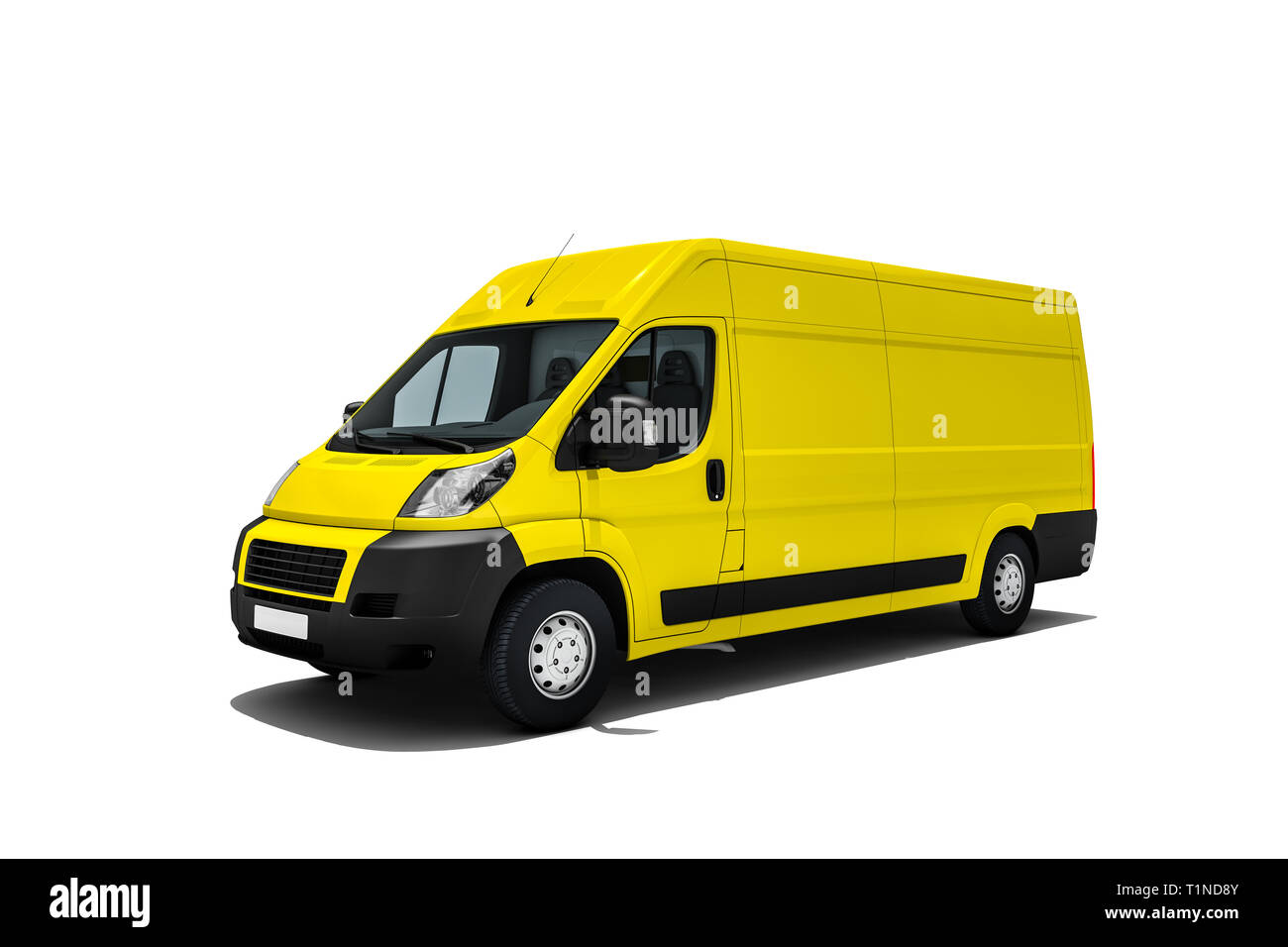 3D rendering del furgone o carrello di spedizioniere o la società di spedizione in modo rapido offre pacchetti e consegne Foto Stock